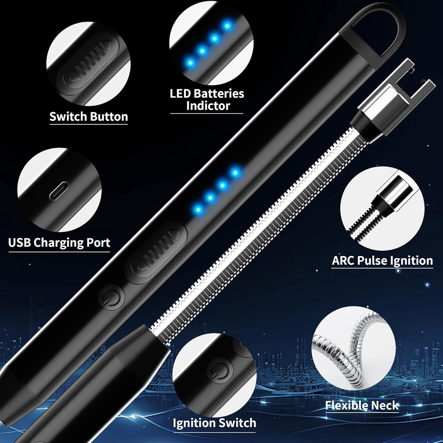 Encendedores Eléctricos Recargables NorOasis 2 Paquetes Negro