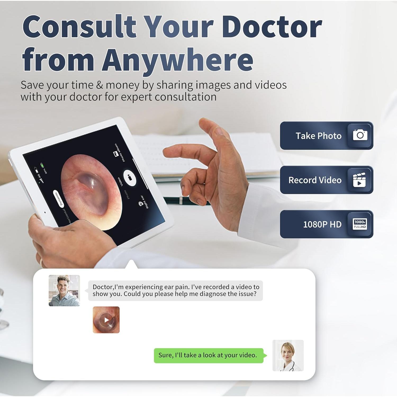 Kit de Eliminación de Cerumen DEETOK con Cámara HD 1080P