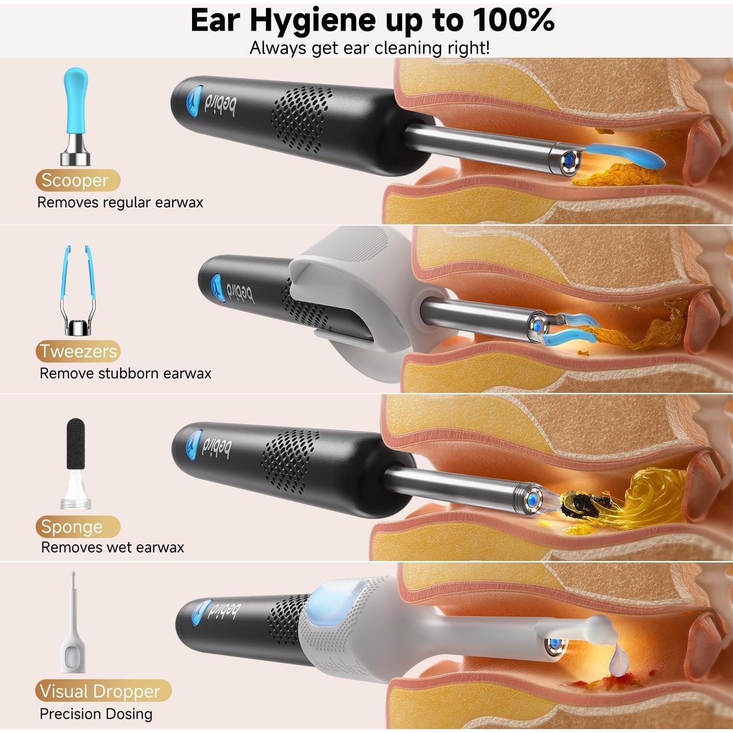 Limpiador de Oído Bebird R1 Ultra con Cámara y Pinzas