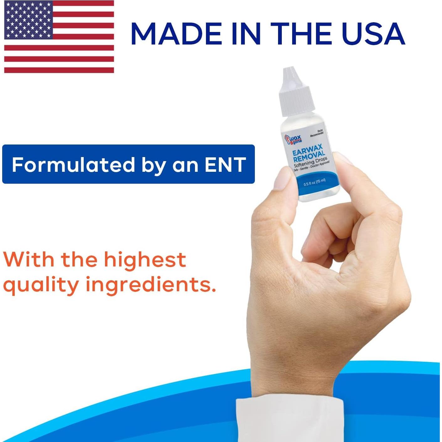 Gotas para eliminar cerumen WaxBgone - 14.79 ml - Acción espumosa