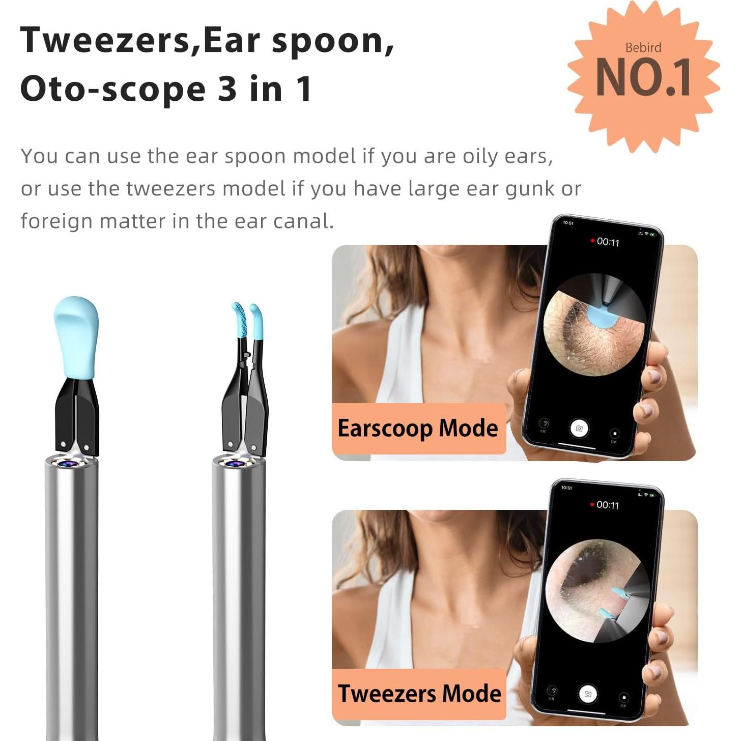 Limpiador de Oídos Bebird Pro Note5 con Cámara HD Inalámbrico