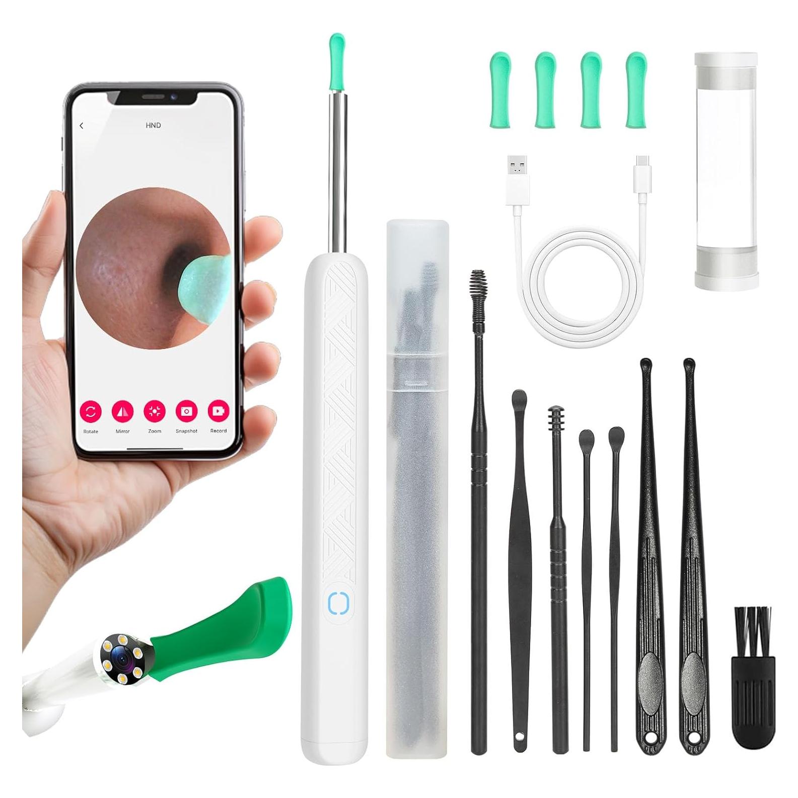 Limpiador de Oídos Recargable Fjordiony con Cámara HD 1080P