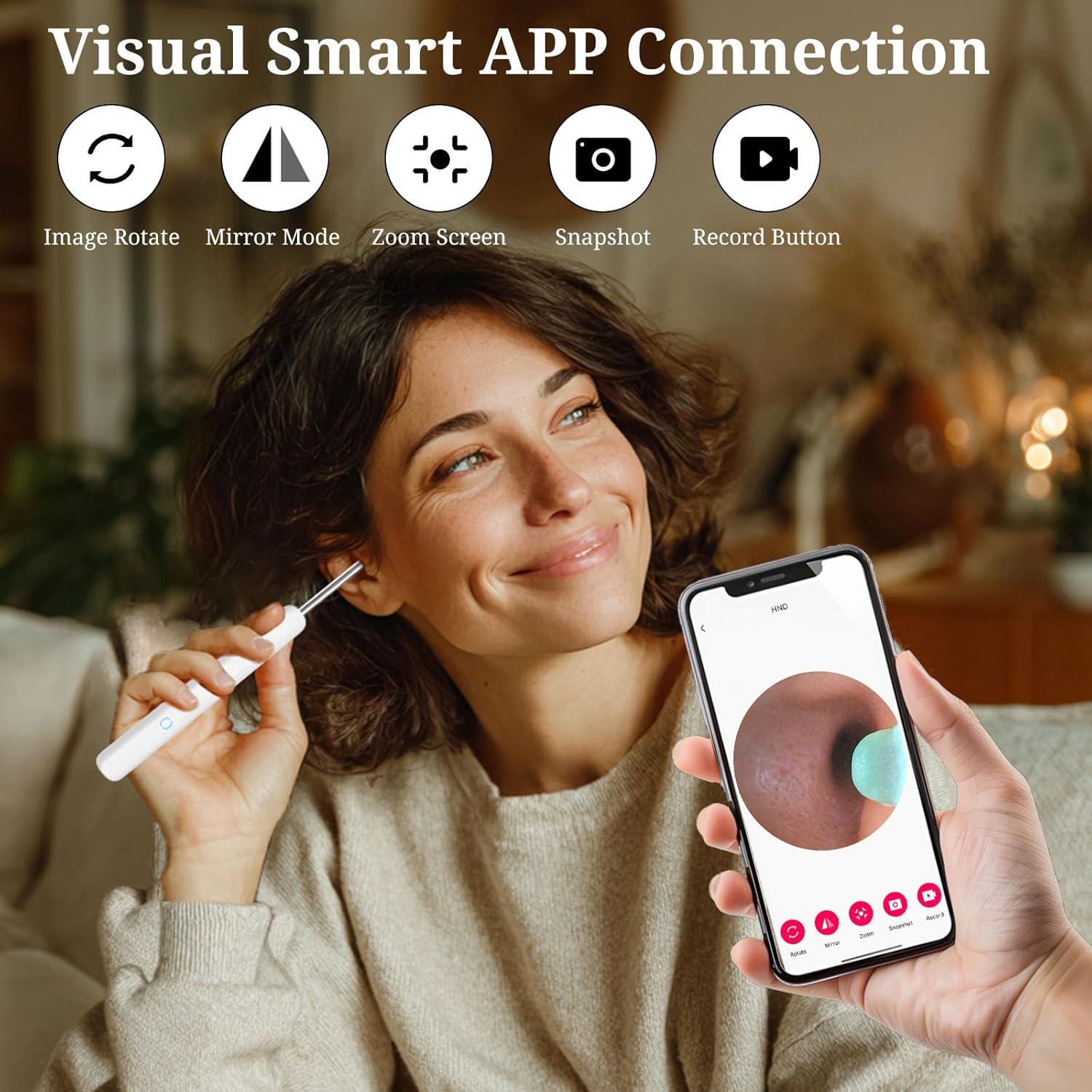 Limpiador de Oídos Recargable Fjordiony con Cámara HD 1080P