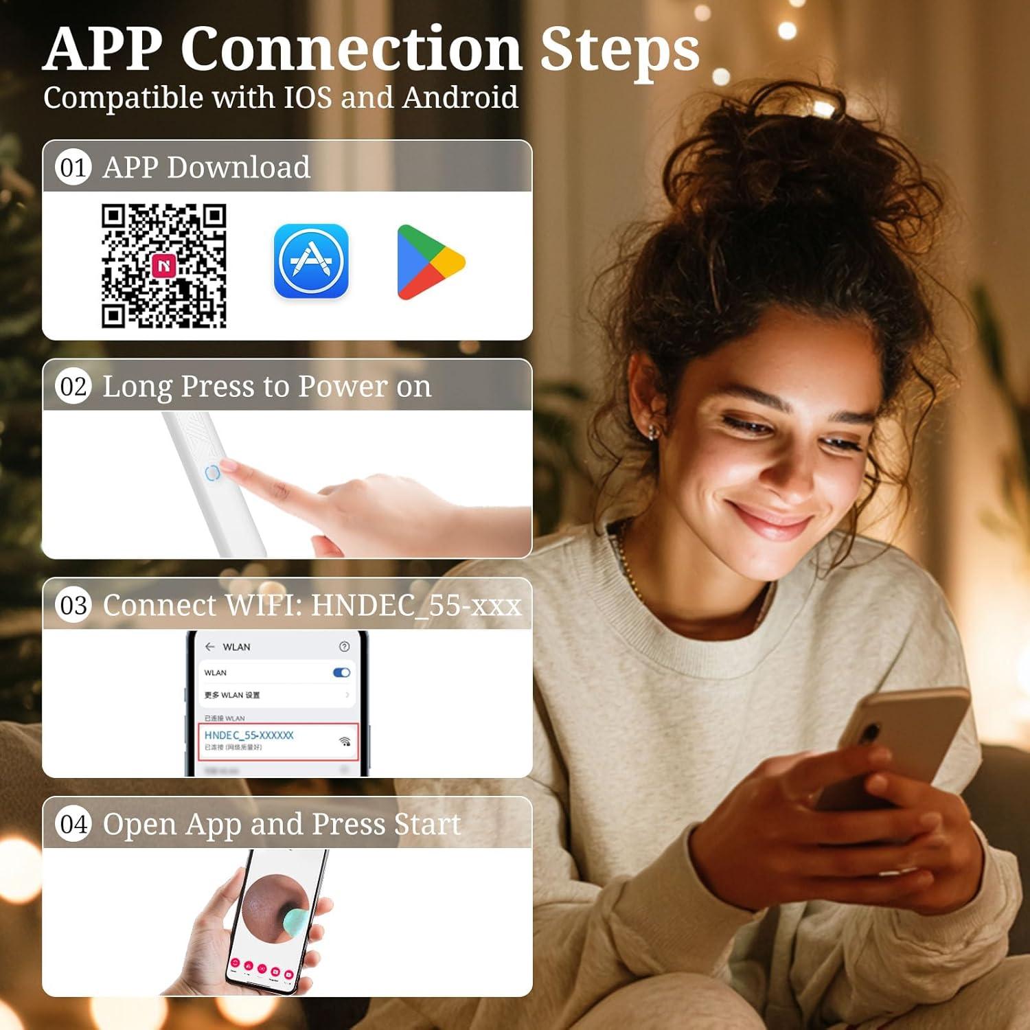 Limpiador de Oídos Recargable Fjordiony con Cámara HD 1080P