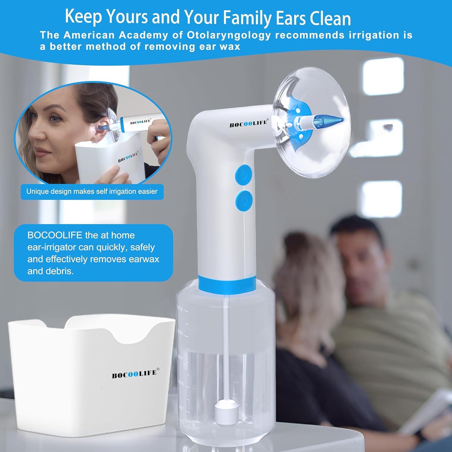 Kit de Limpieza de Oídos Eléctrico BOCOOLIFE - Irrigación con Agua, 4 Niveles de Presión, 500ml