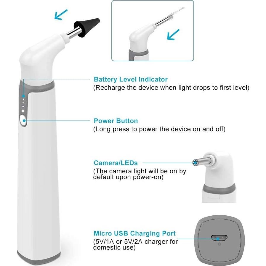 Otoscopio Inalámbrico ScopeAround HD 720P con Luz LED y Giroscopio