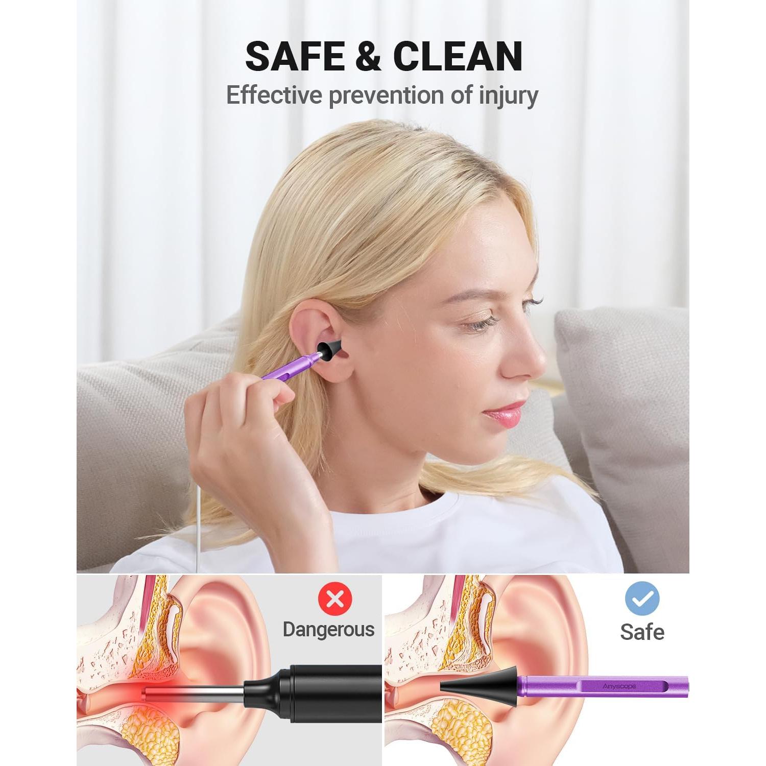 Otoscopio Digital AnyScope HD para Remoción de Cerumen - Púrpura