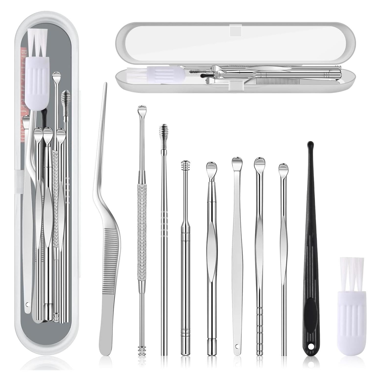 Kit de Eliminación de Cerumen 10 Pcs Acero Inoxidable Grado Médico