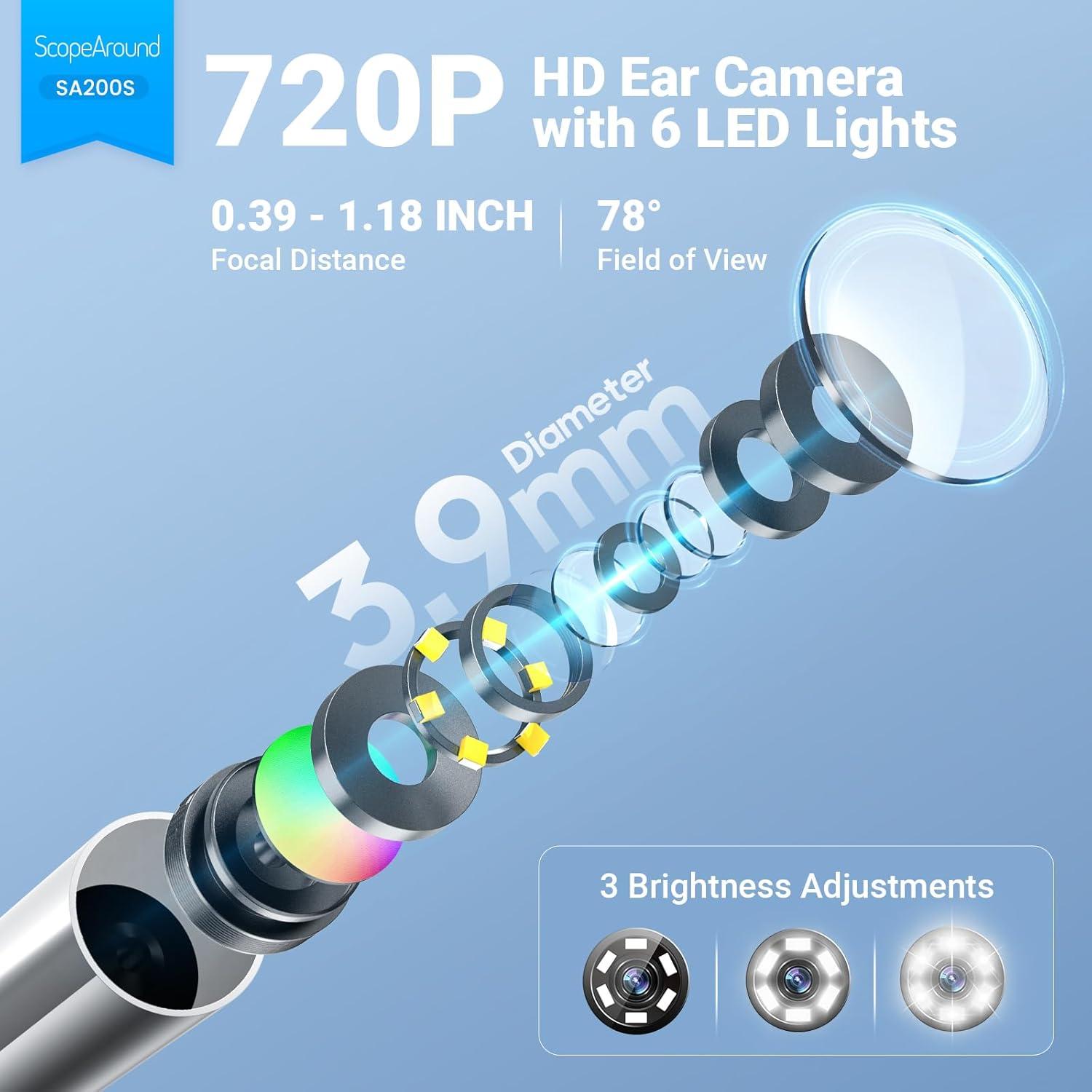 Otoscopio Digital ScopeAround con Pantalla IPS 4.7cm y Luz LED