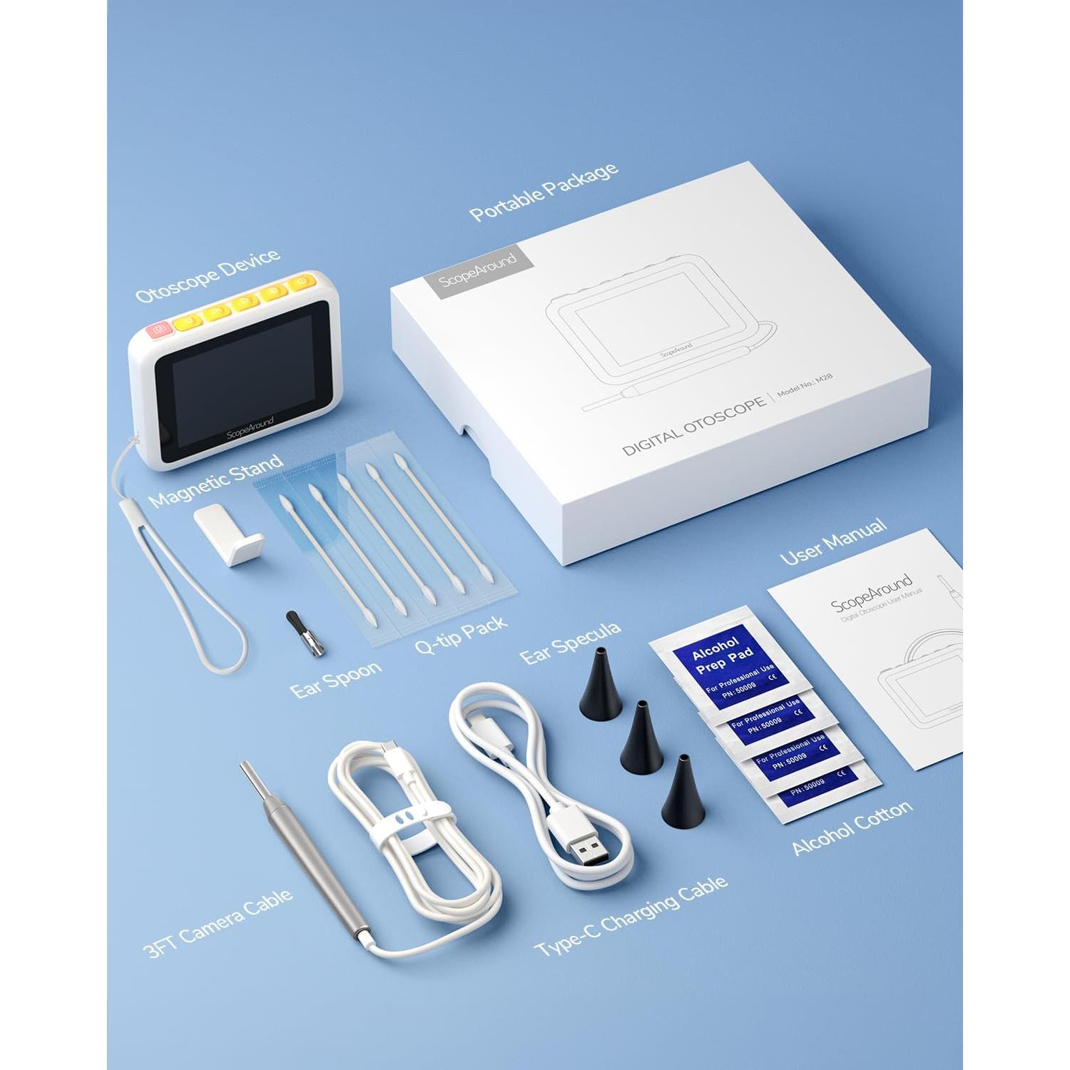 Otoscopio Digital ScopeAround HD 720P con Luz - 3.9mm