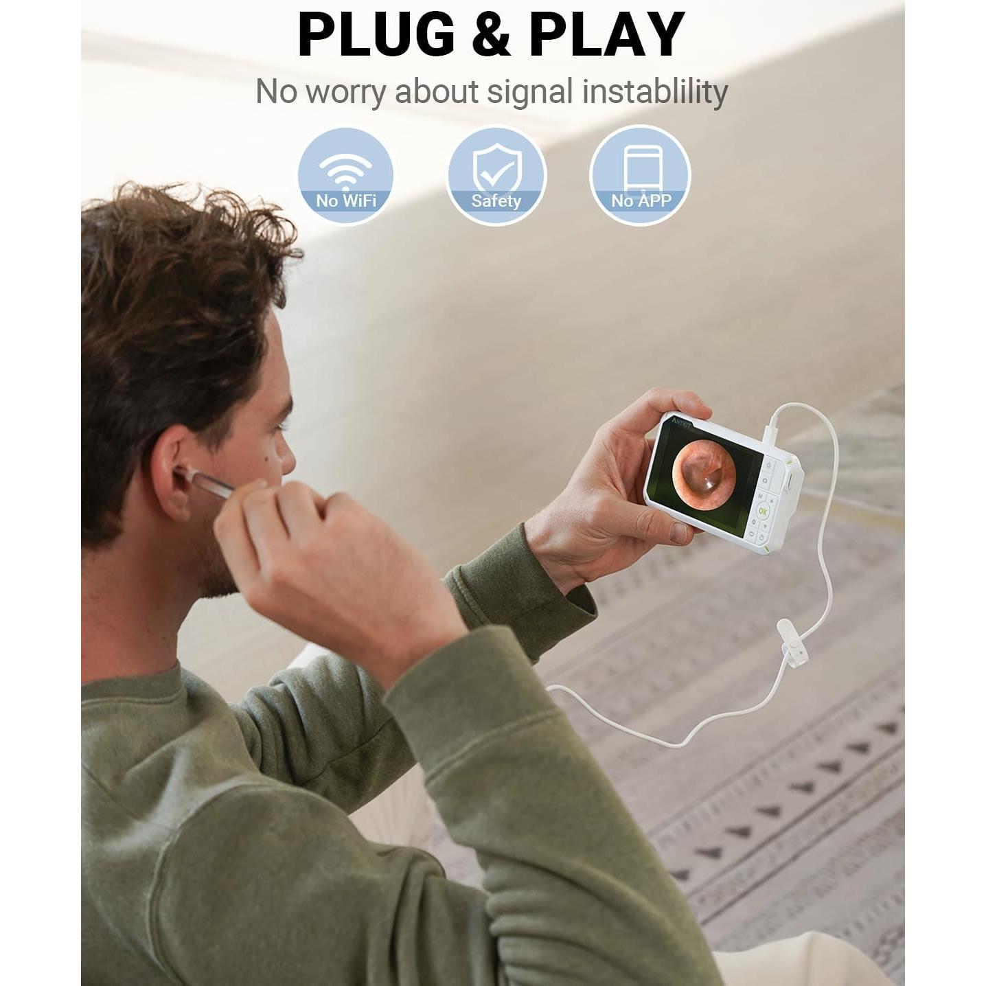 Otoscopio Digital Anykit 4" con Giroscopio y Cámara 3.9mm