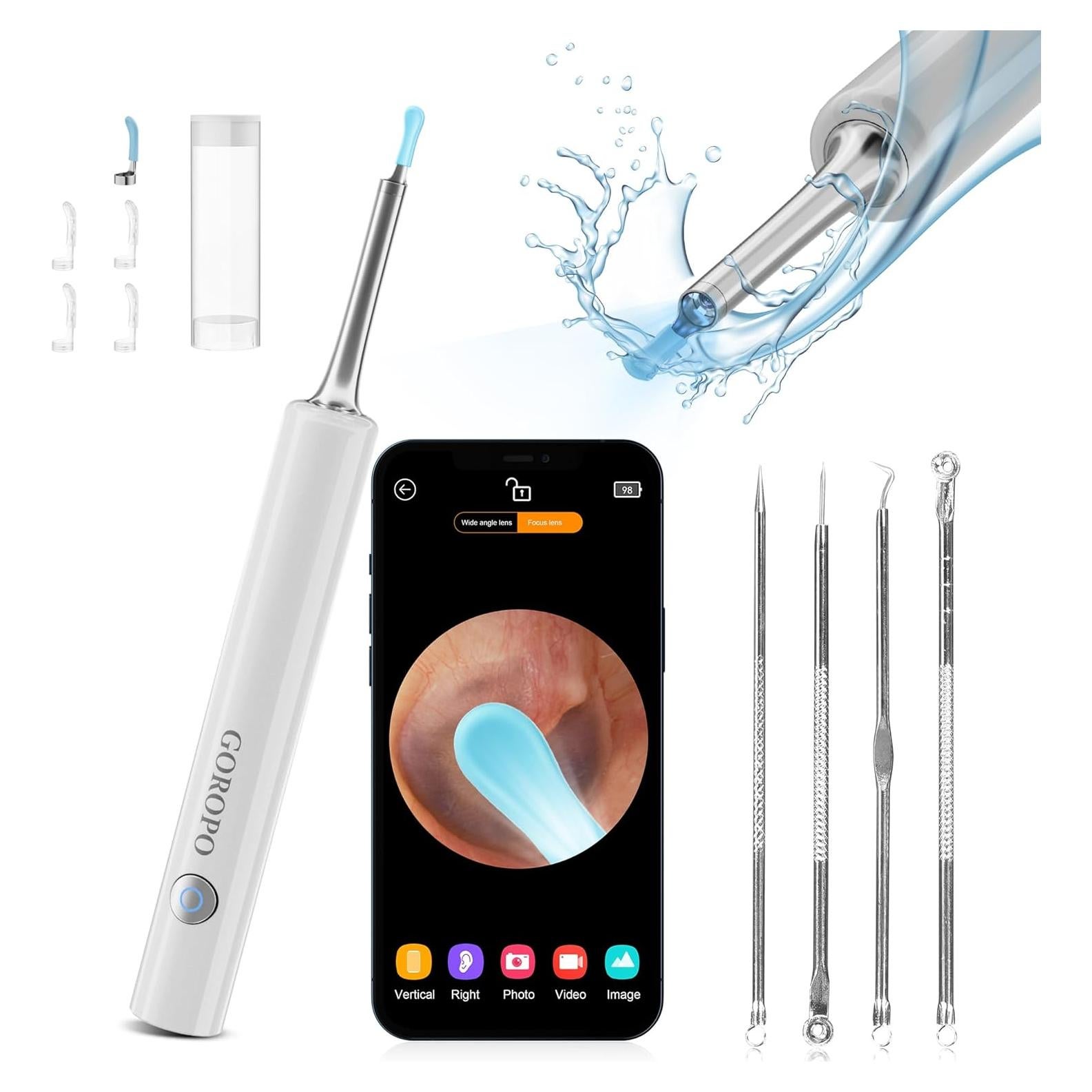 Limpiador de Oído Inalámbrico Goropo con Cámara HD y 4 Puntas