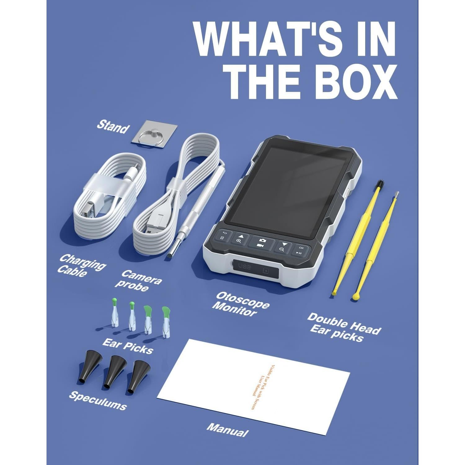 Otoscopio Digital QzkBoeo 1080P con Pantalla de 11.43 cm