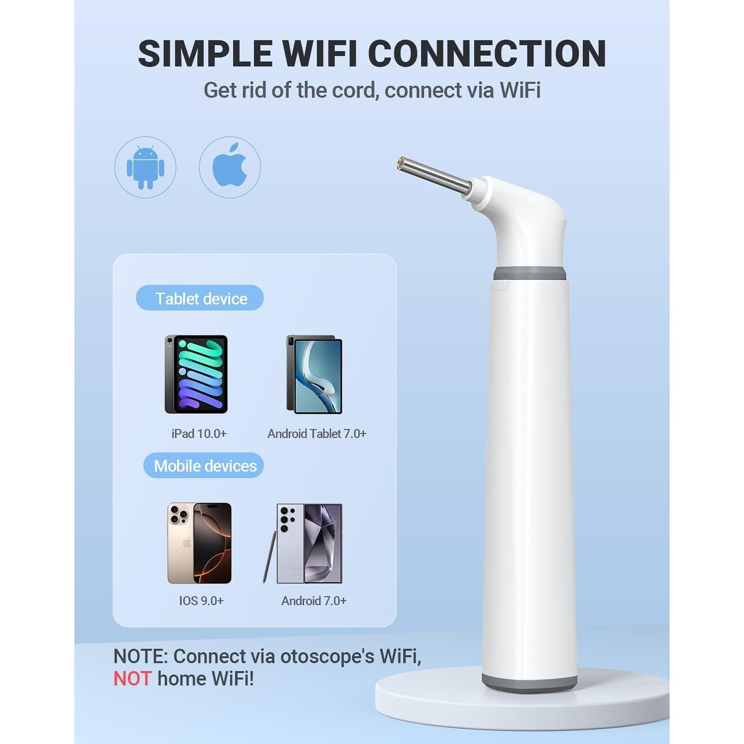 Otoscopio Inalámbrico AnyScope con Cámara y Luz 3.9mm