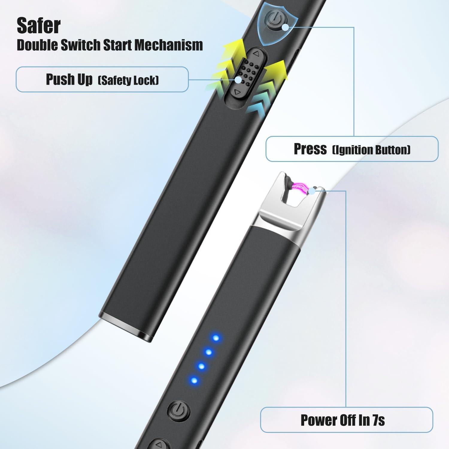 Encendedor Eléctrico Recargable LcFun Negro USB Plasma Arc
