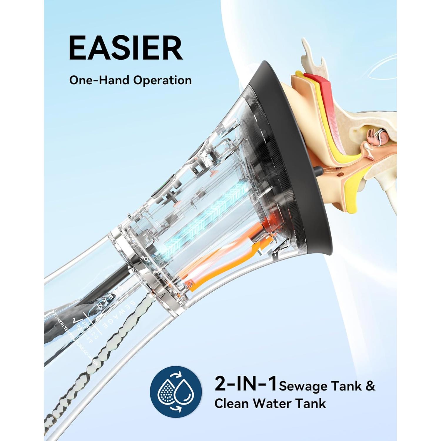 Kit Limpiador de Oídos KAUGIC con Tanque Integrado IPX7