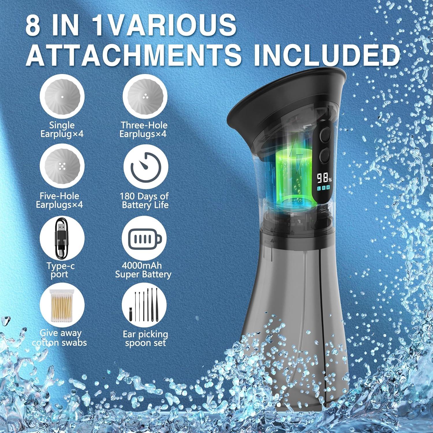 Limpiador de Oídos Rnful IPX7 Recargable 9 Métodos de Limpieza