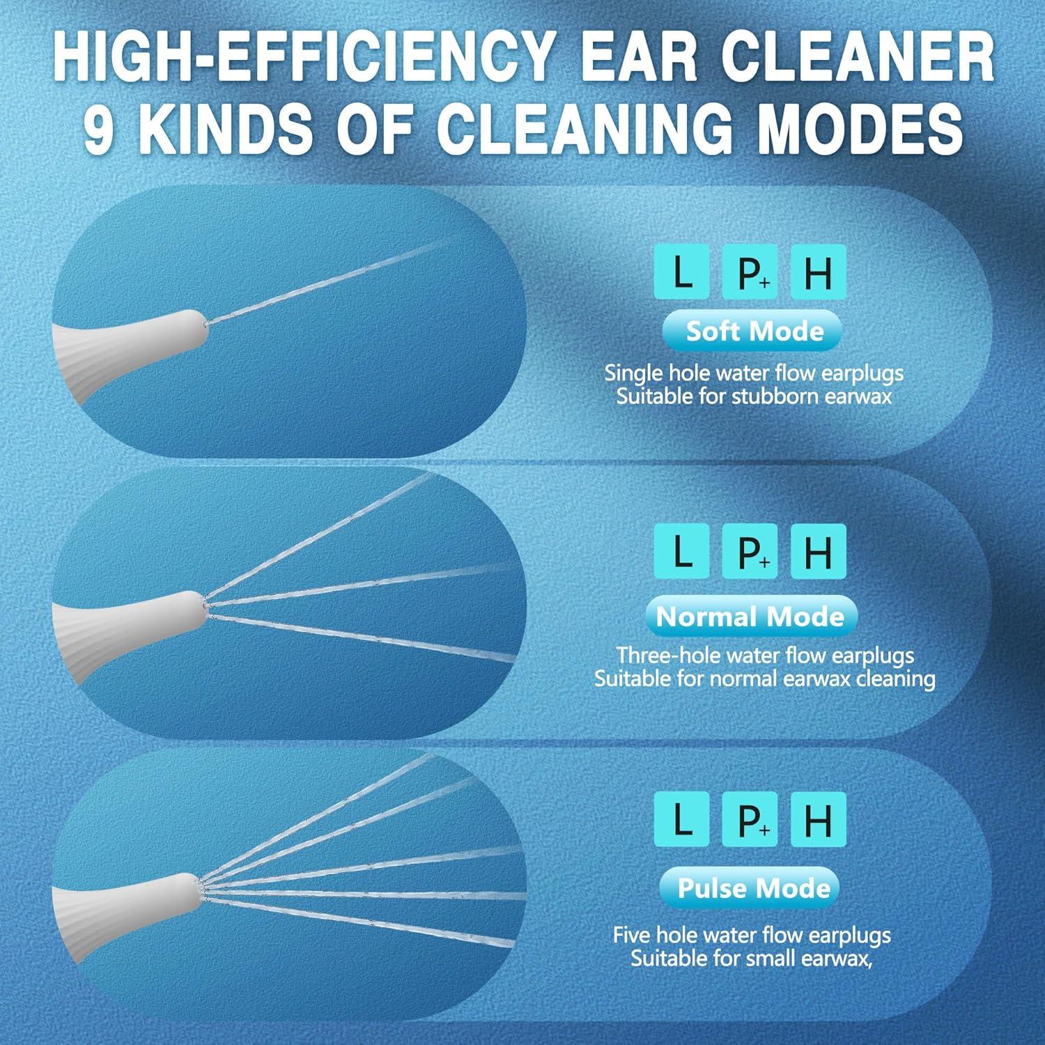 Limpiador de Oídos Rnful IPX7 Recargable 9 Métodos de Limpieza