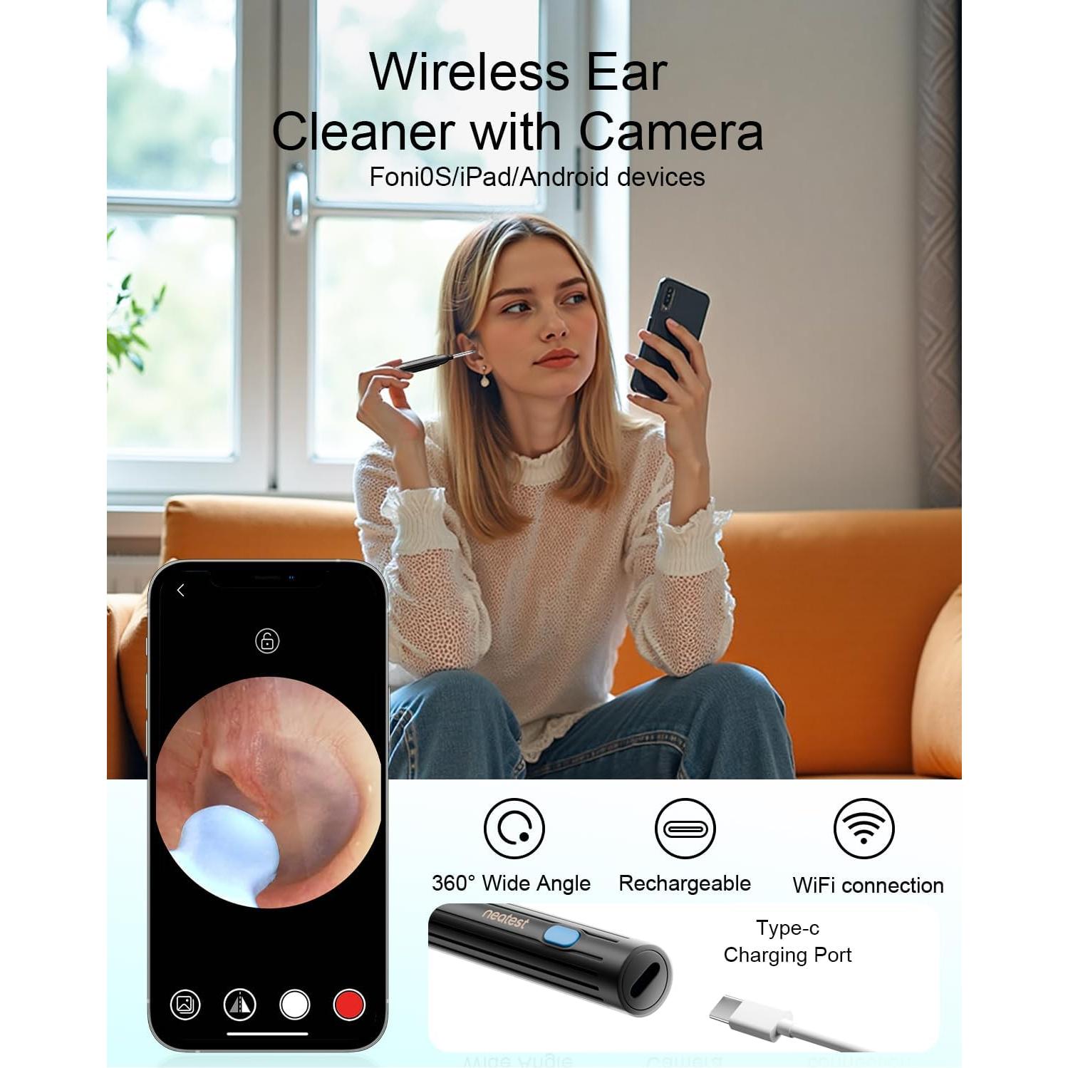 Limpiador de Oídos Inteligente NEATEST con Cámara 1296P