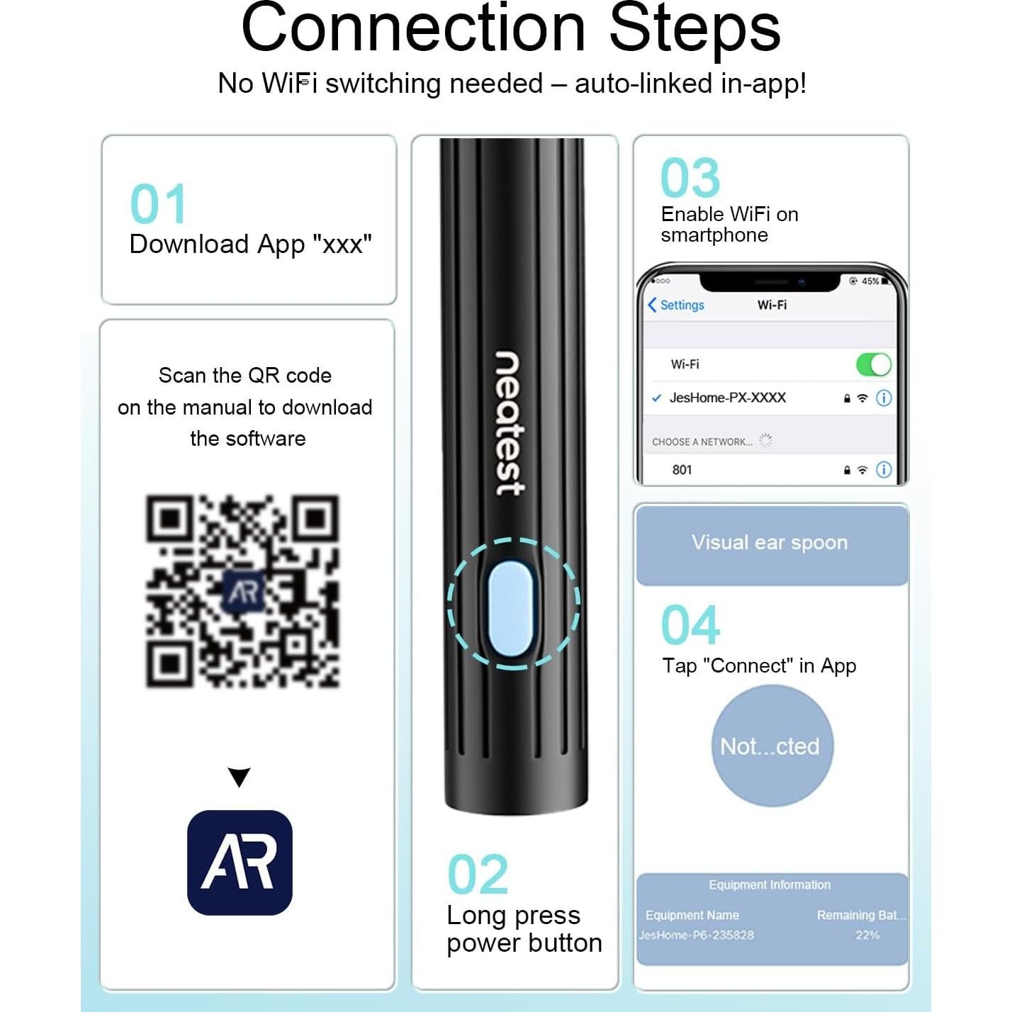 Limpiador de Oídos Inteligente NEATEST con Cámara 1296P