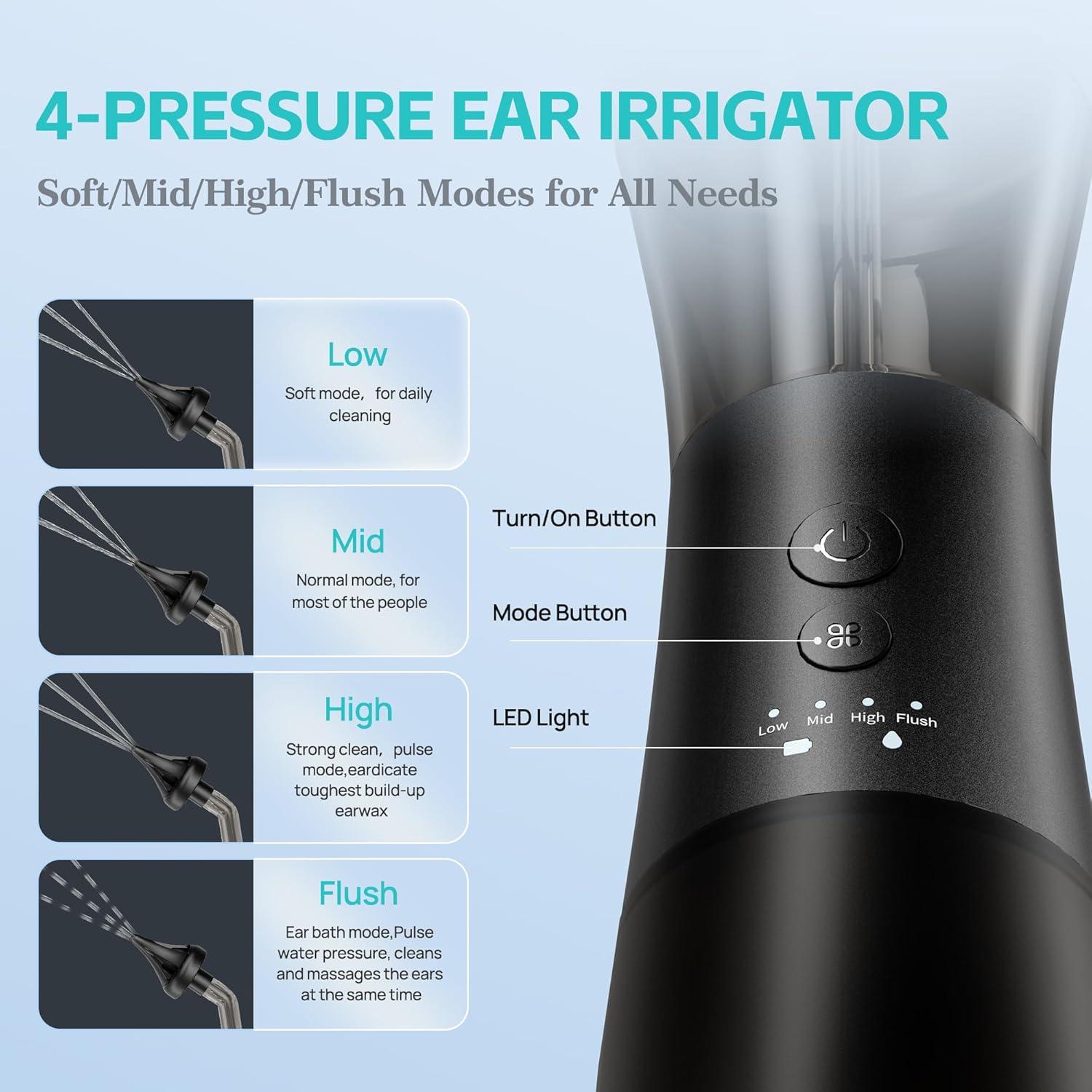 Limpiador de Oídos Eléctrico AMBIORA con 6 Boquillas y 4 Modos
