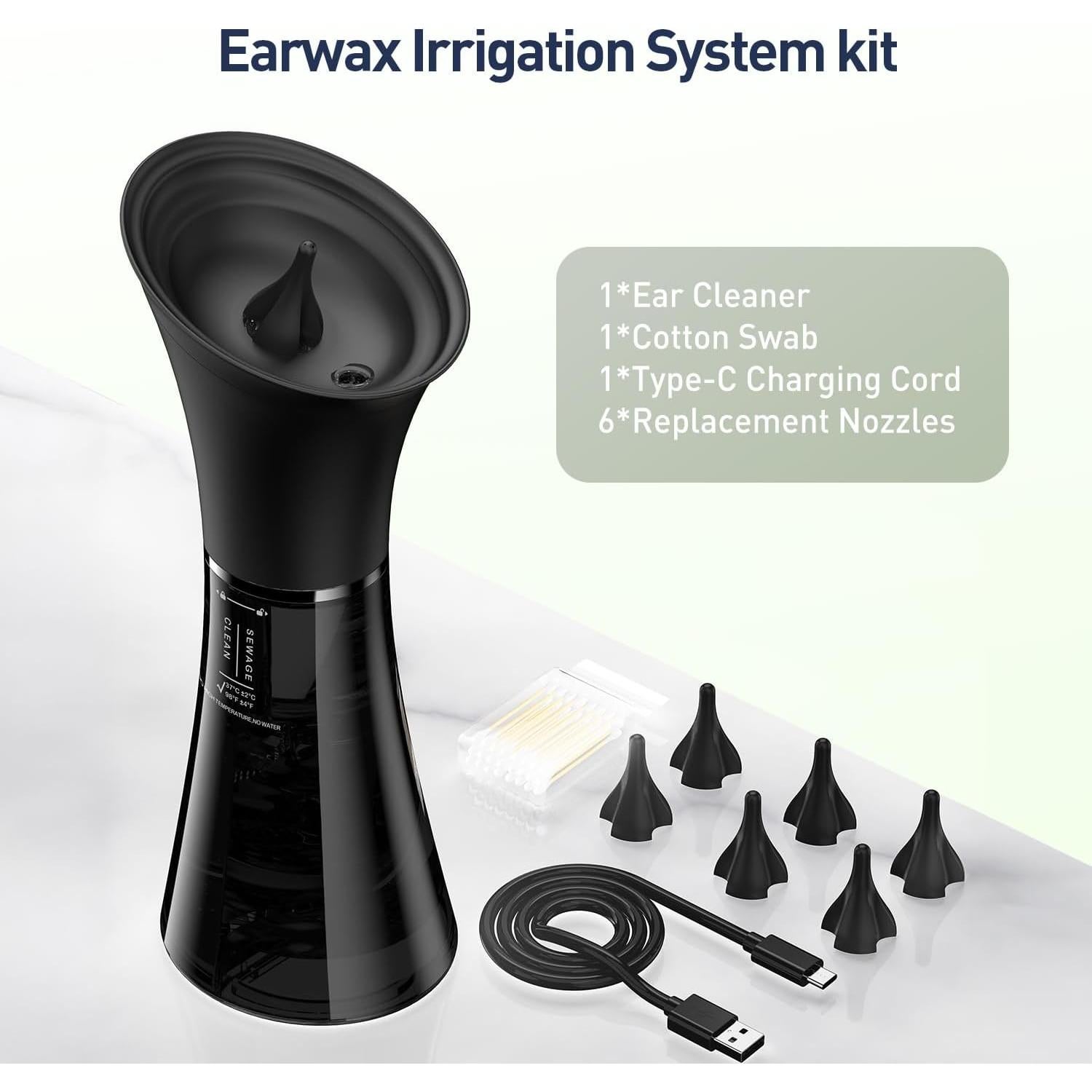 Limpiador de Oído Eléctrico FlaoAito IPX7 con 4 Modos y 6 Puntas