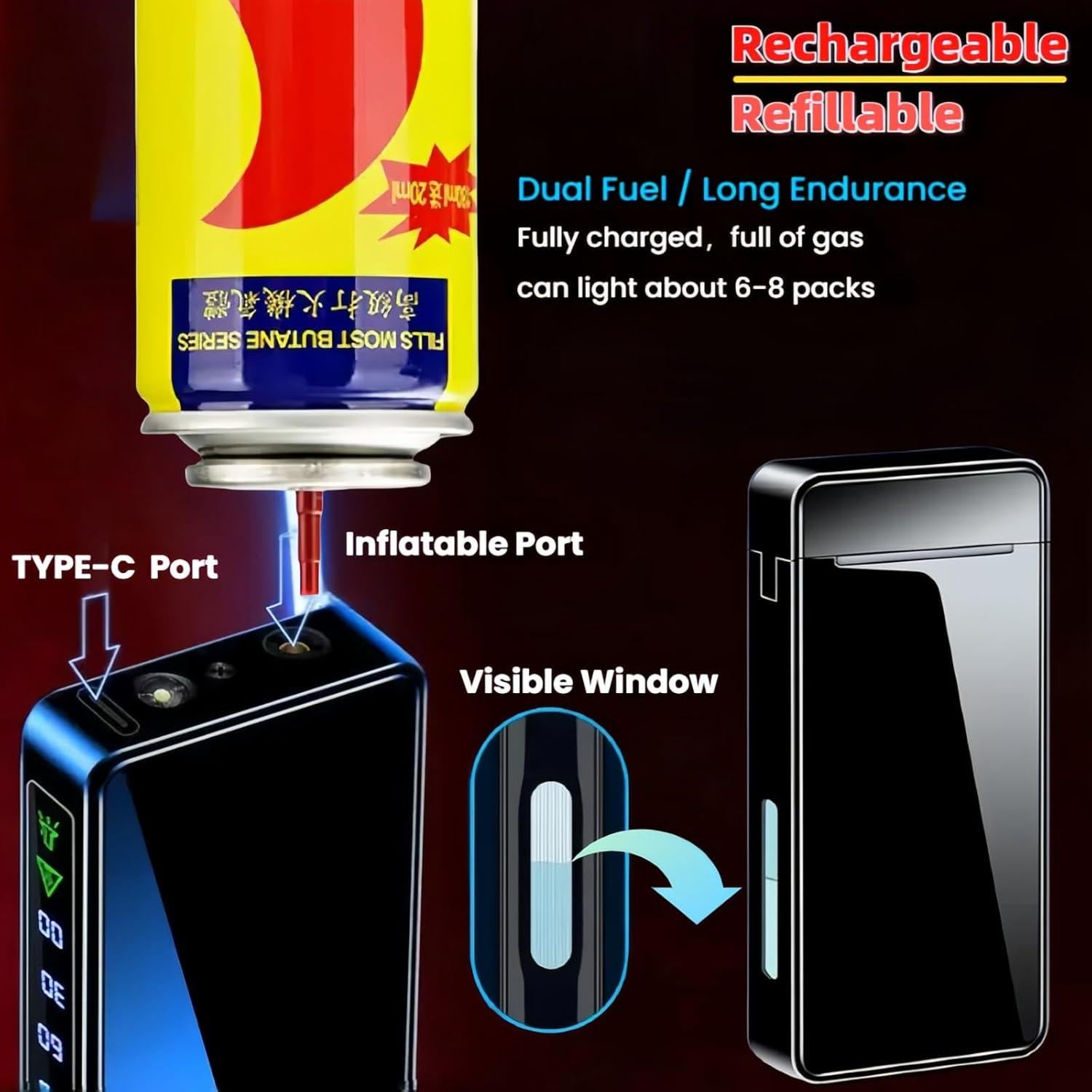 Encendedor de Butano NINSI Hielo Azul 3 en 1 Recargable USB