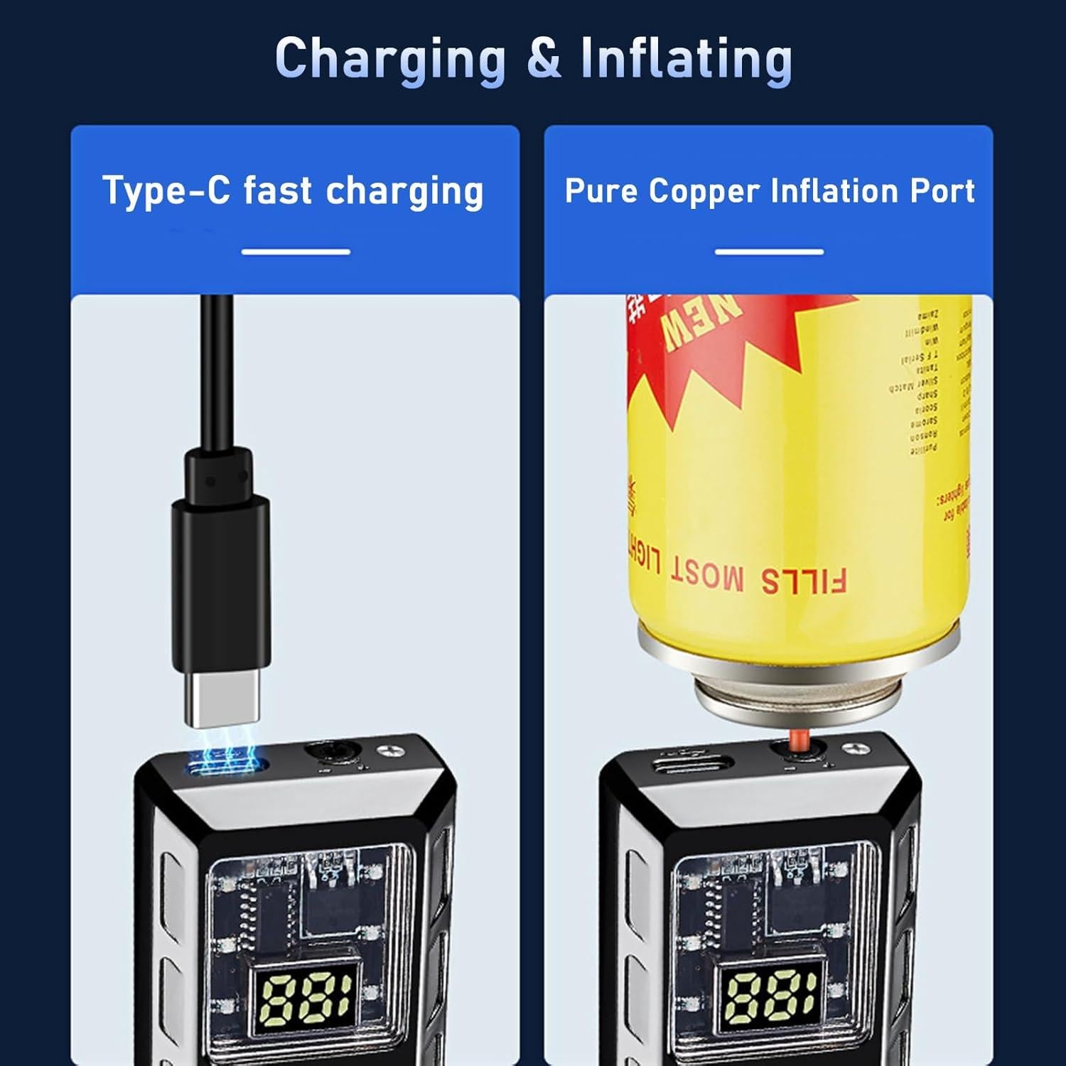 Encendedor Doble Llama CYJBAO Recargable Butano Pantalla LED