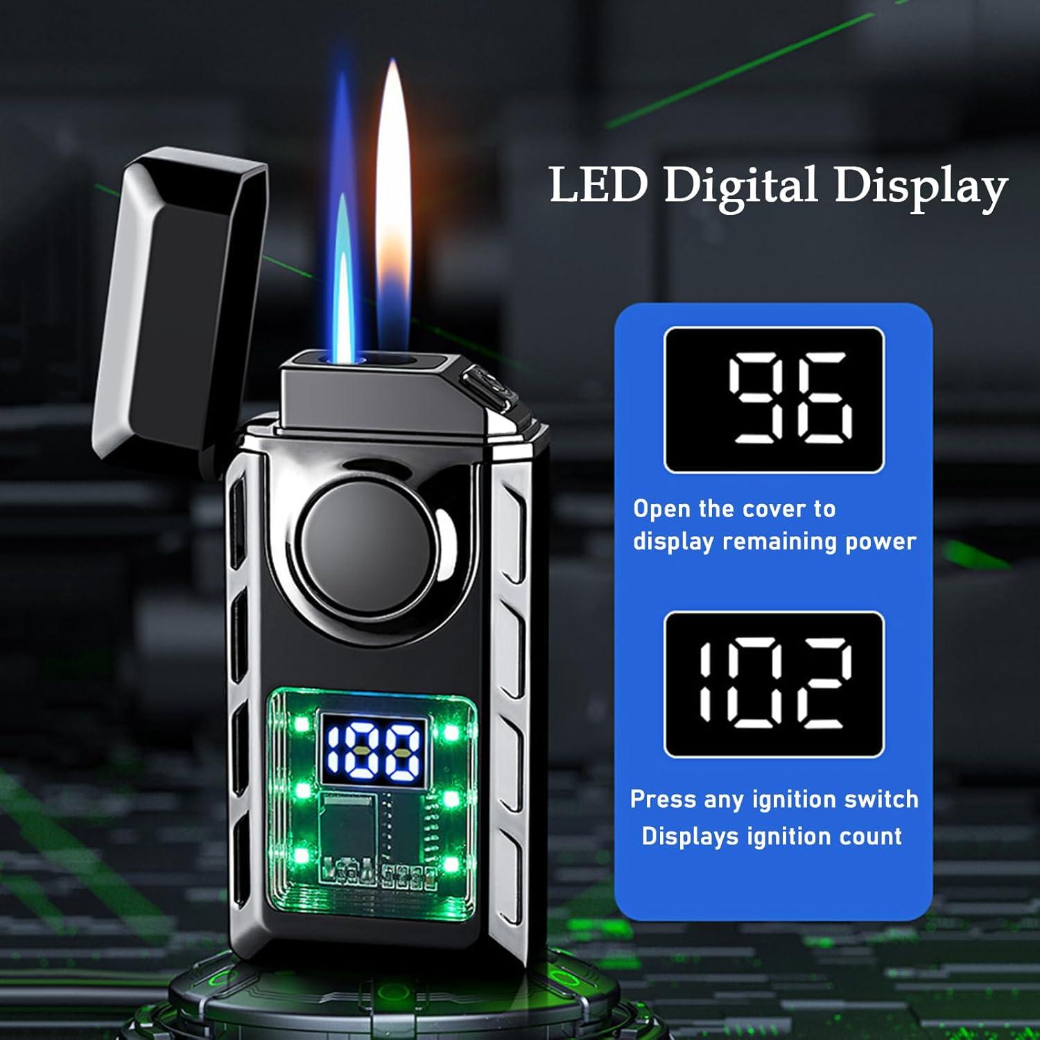 Encendedor Doble Llama CYJBAO Recargable Butano Pantalla LED