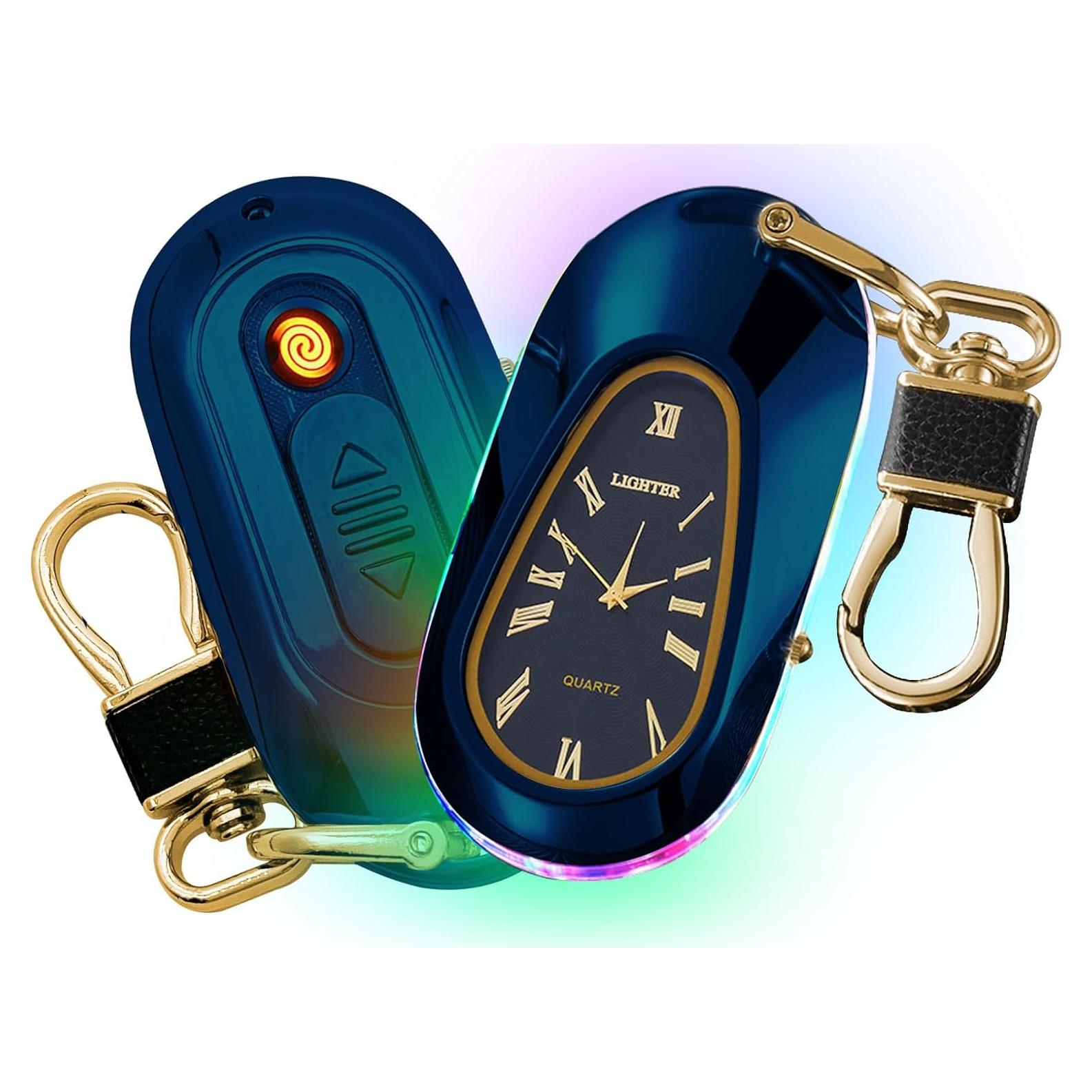 Encendedor Eléctrico Recargable USB TIKIUKI Azul con Llavero