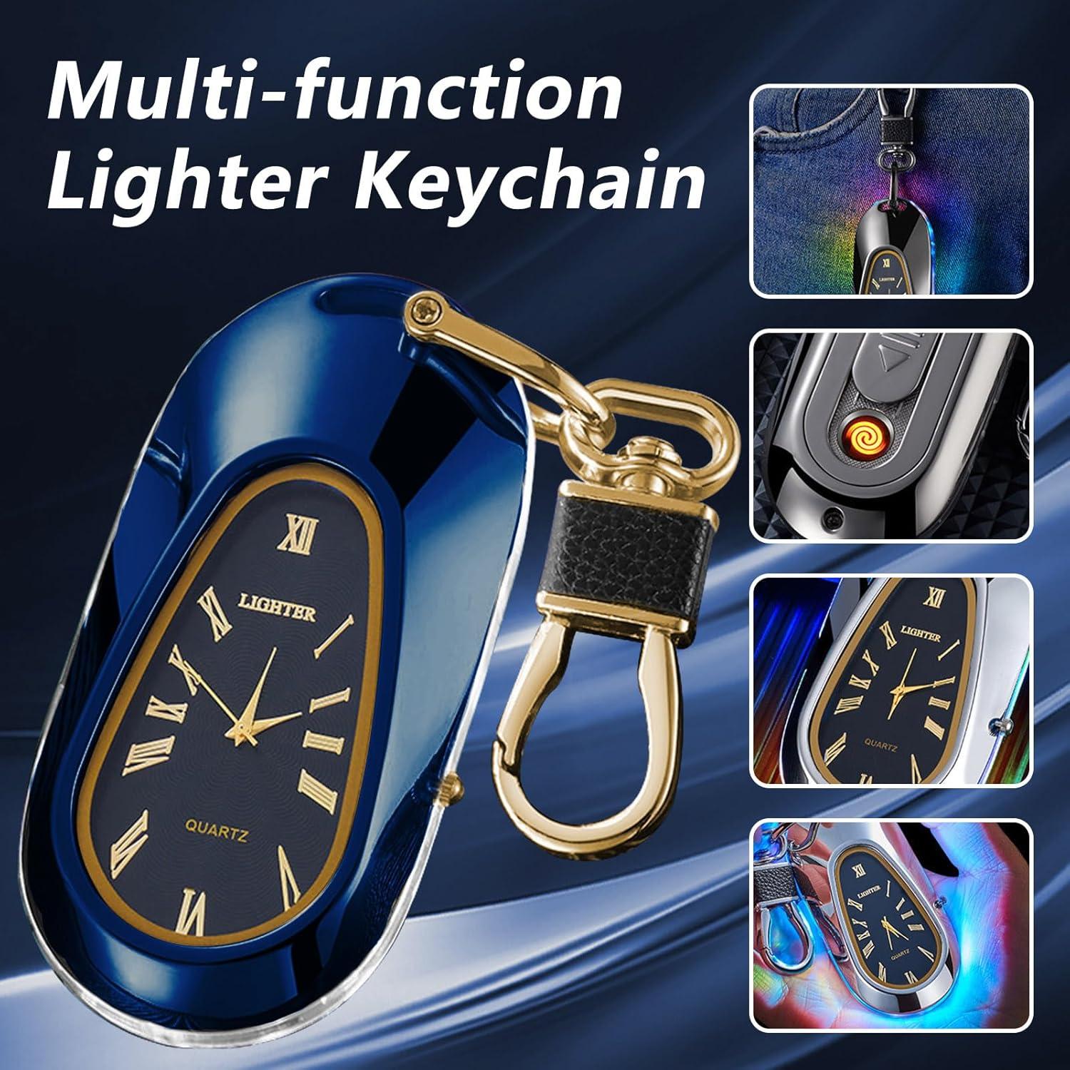 Encendedor Eléctrico Recargable USB TIKIUKI Azul con Llavero