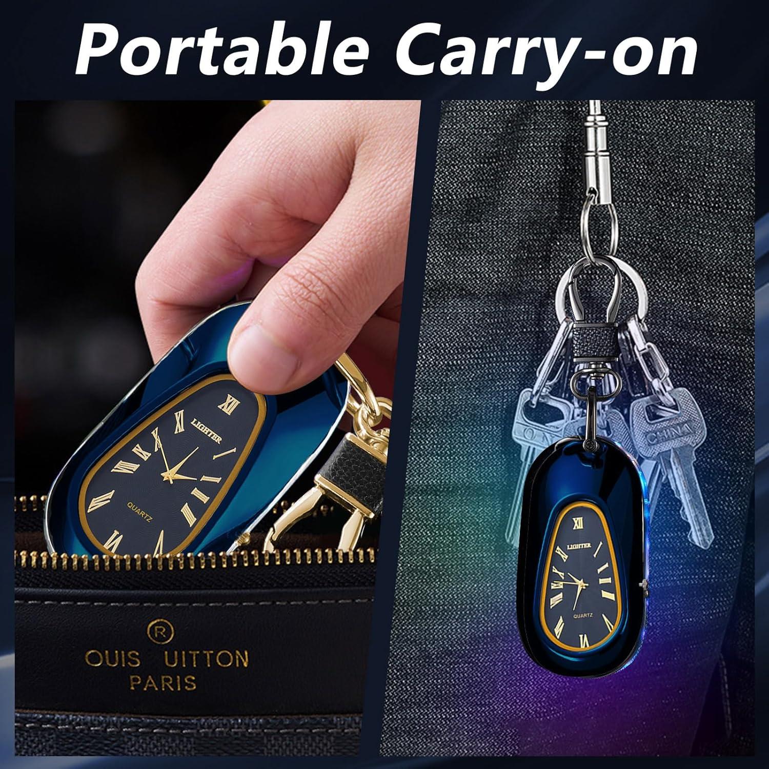 Encendedor Eléctrico Recargable USB TIKIUKI Azul con Llavero