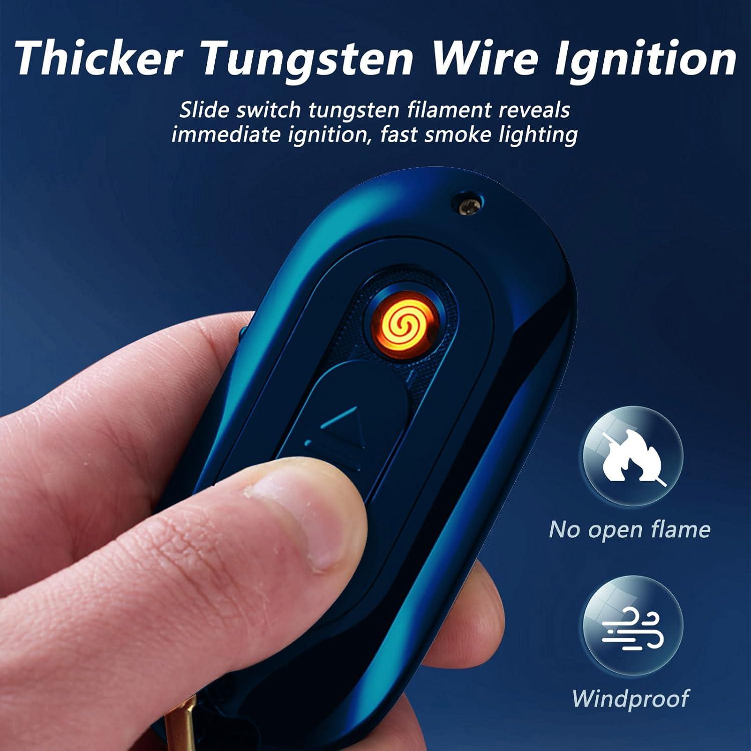 Encendedor Eléctrico Recargable USB TIKIUKI Azul con Llavero