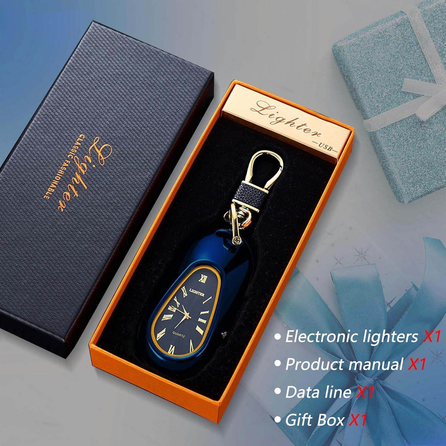 Encendedor Eléctrico Recargable USB TIKIUKI Azul con Llavero