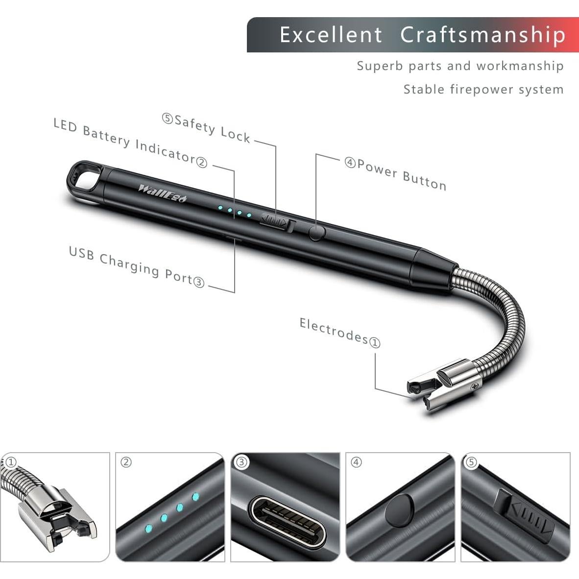 Encendedor Eléctrico de Arco LunarFiery Recargable Tipo C