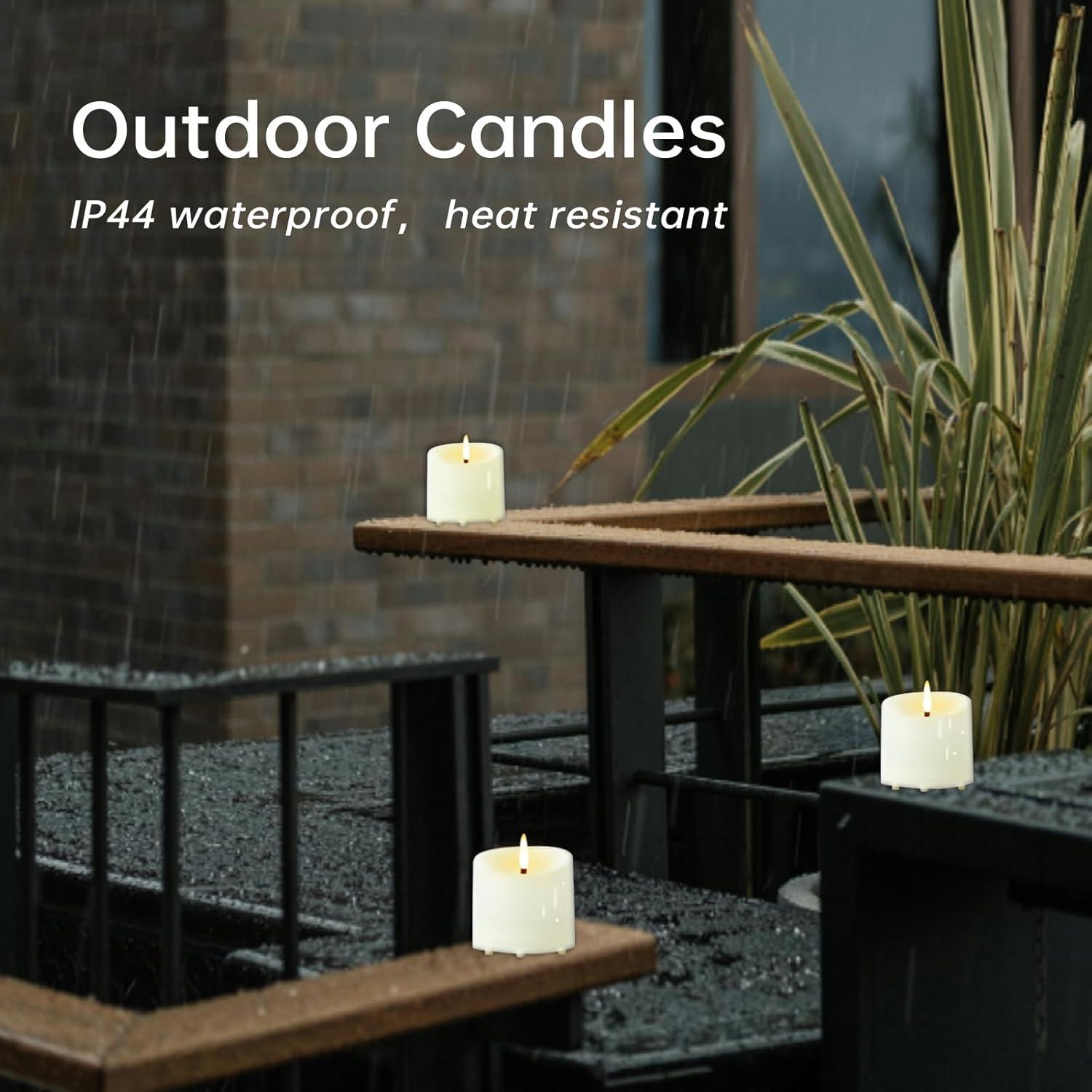 Velas LED a Prueba de Agua TECHLONG 3"x4" Marfil Juego de 3