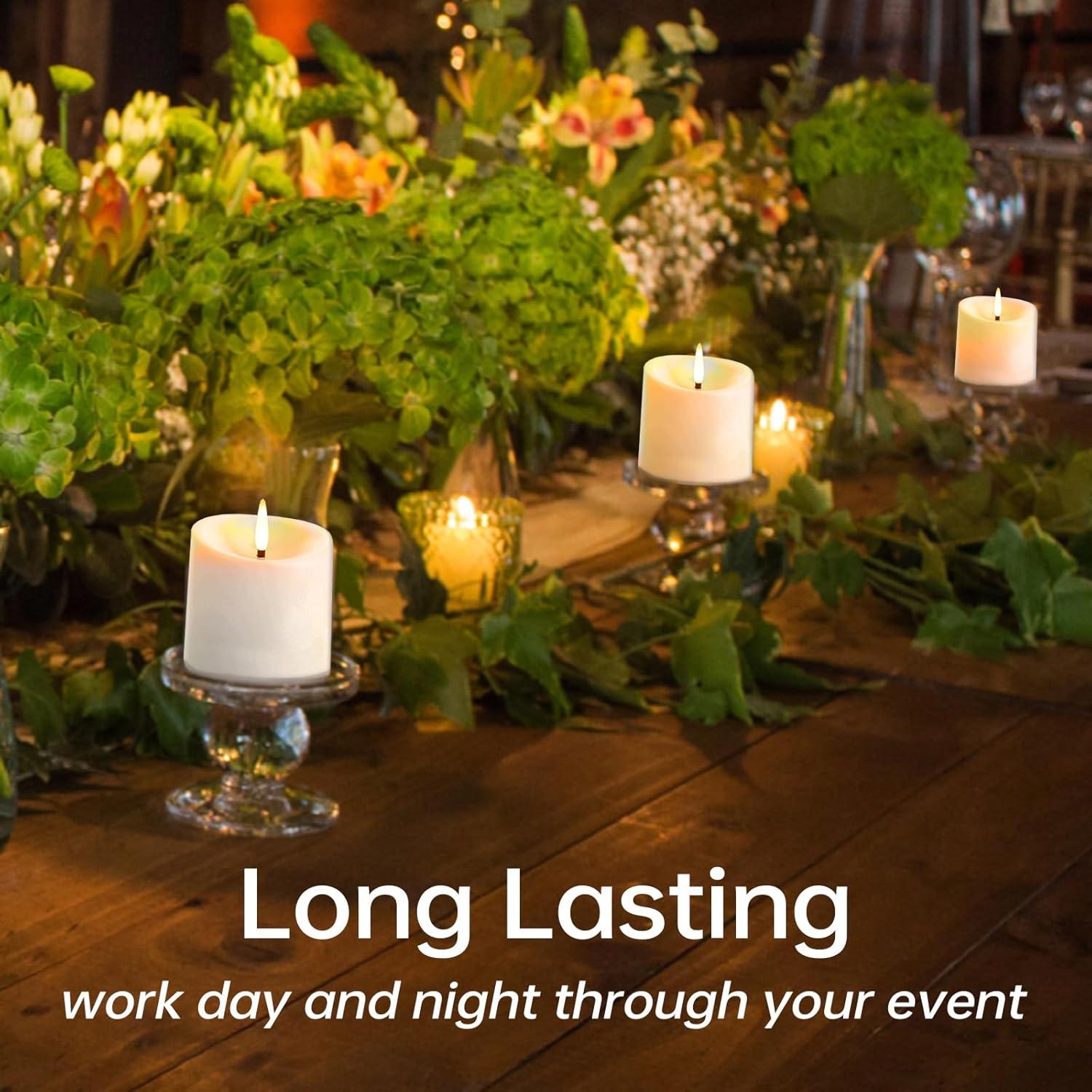 Velas LED a Prueba de Agua TECHLONG 3"x4" Marfil Juego de 3