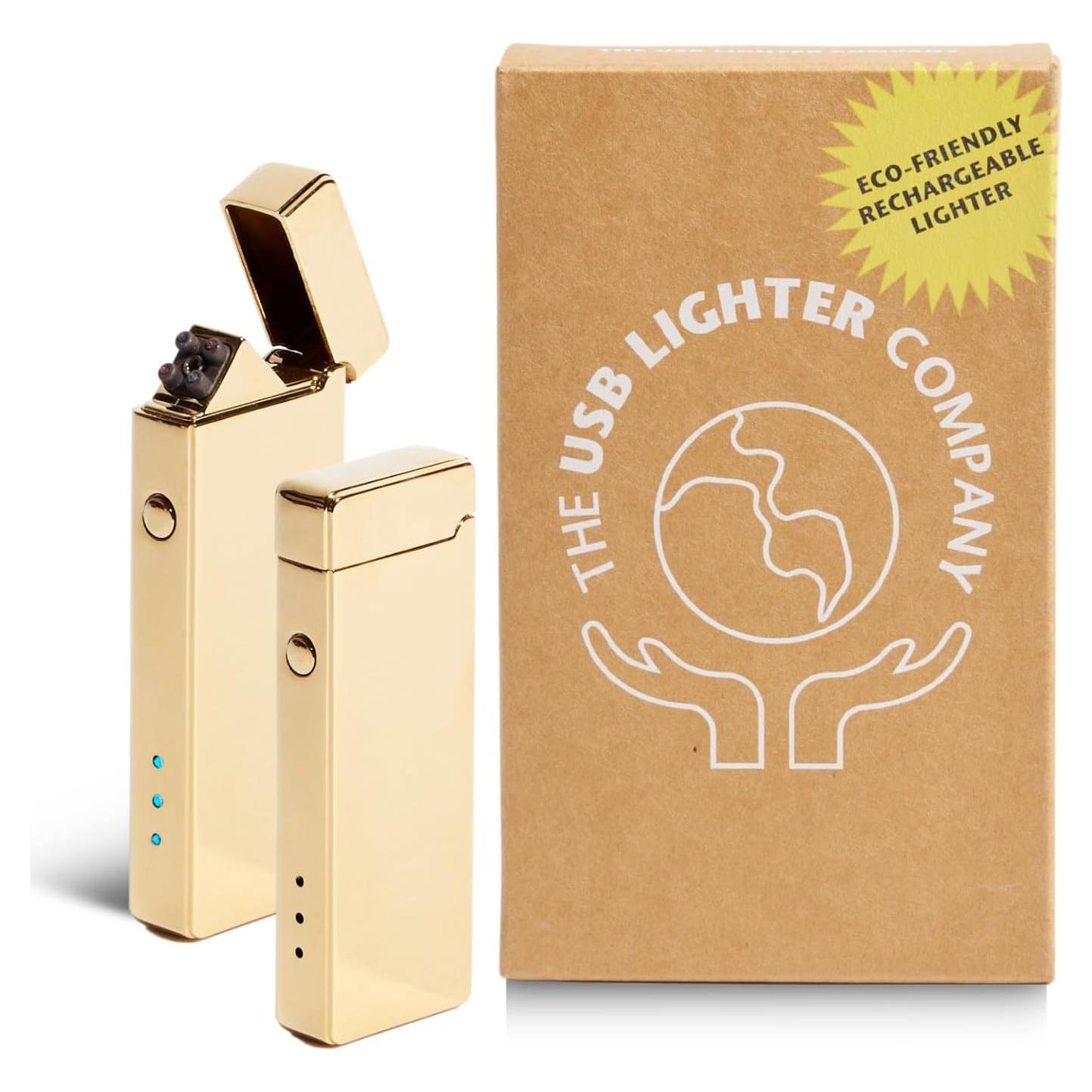 Encendedor Eléctrico USB Doble Arco Oro Recargable 68g