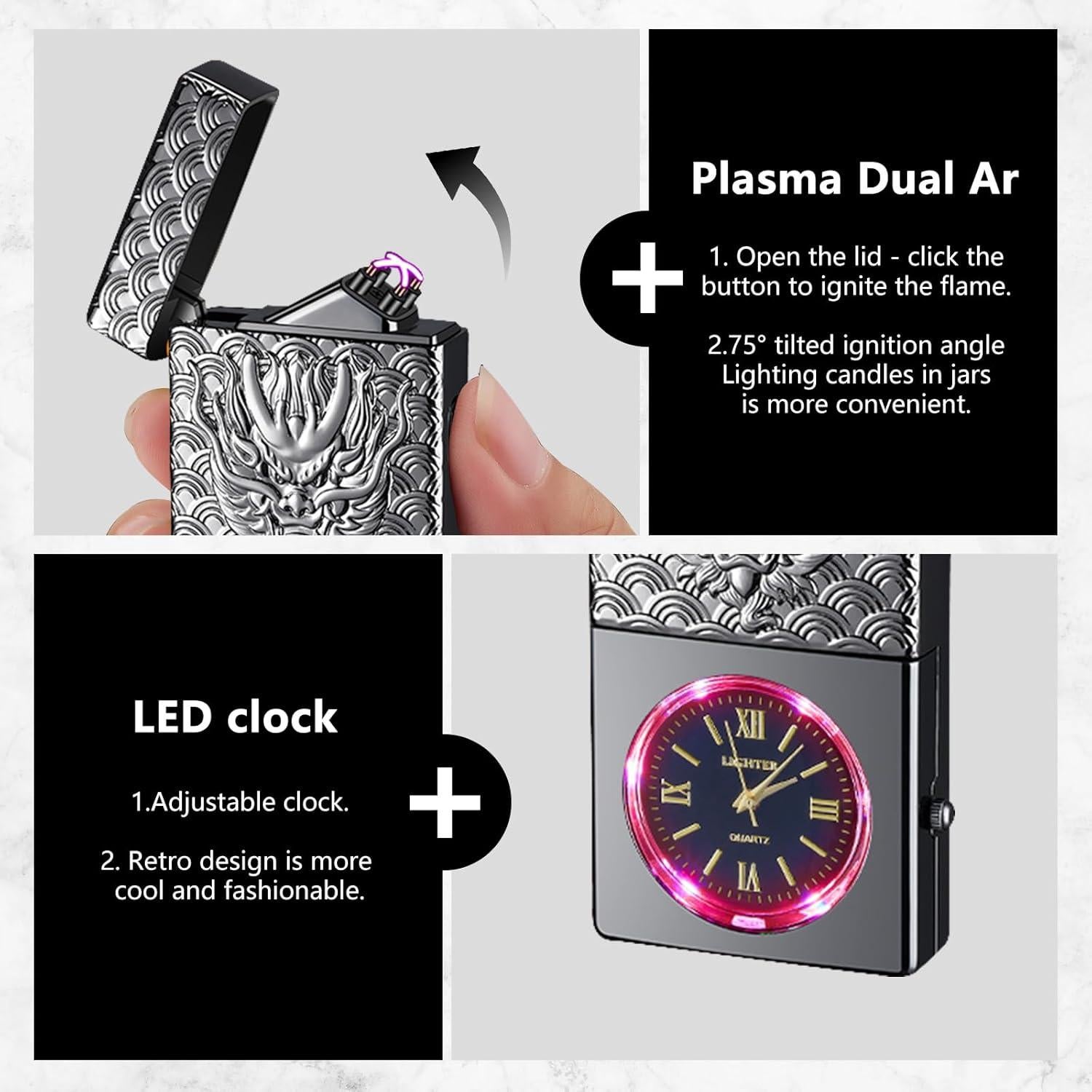 Encendedor Eléctrico Recargable USB COMANYI Dragón Negro