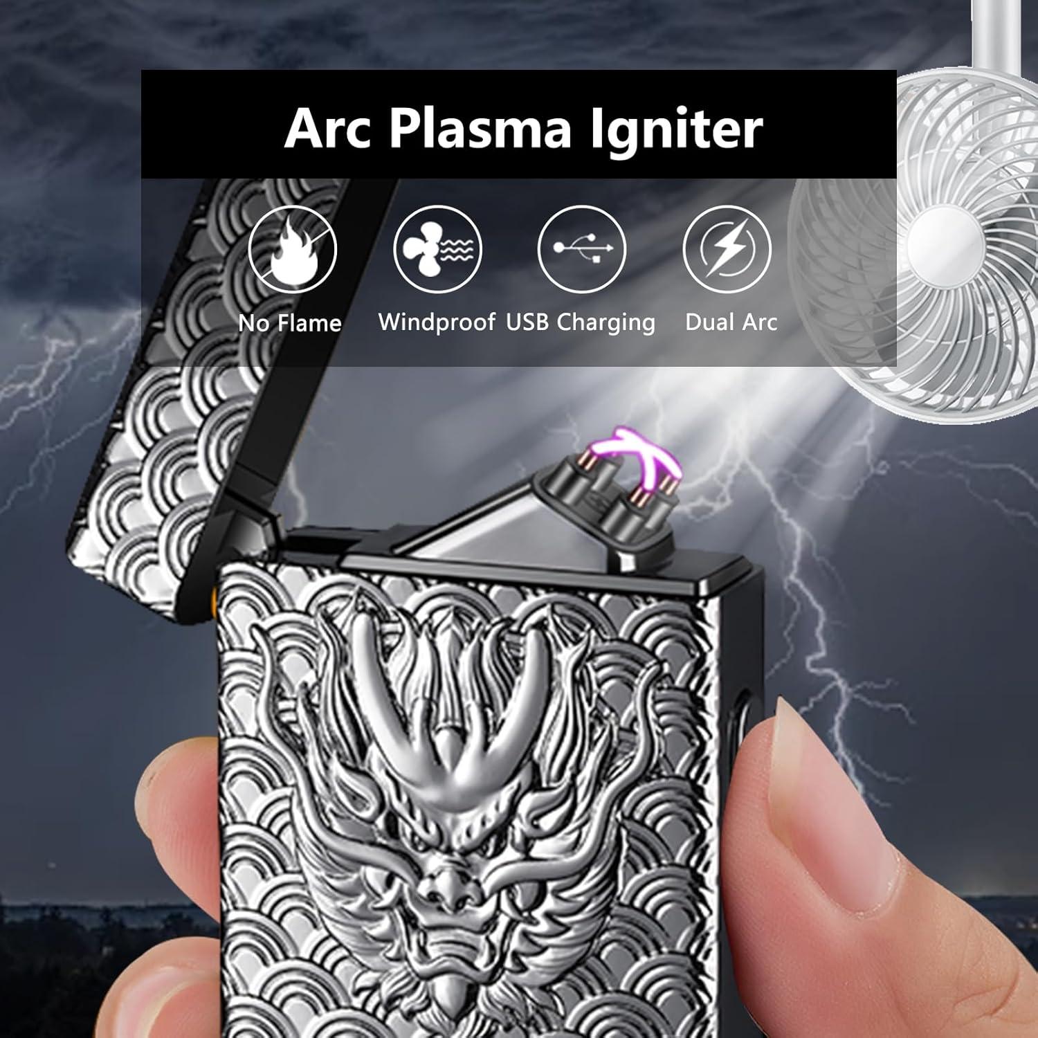 Encendedor Eléctrico Recargable USB COMANYI Dragón Negro