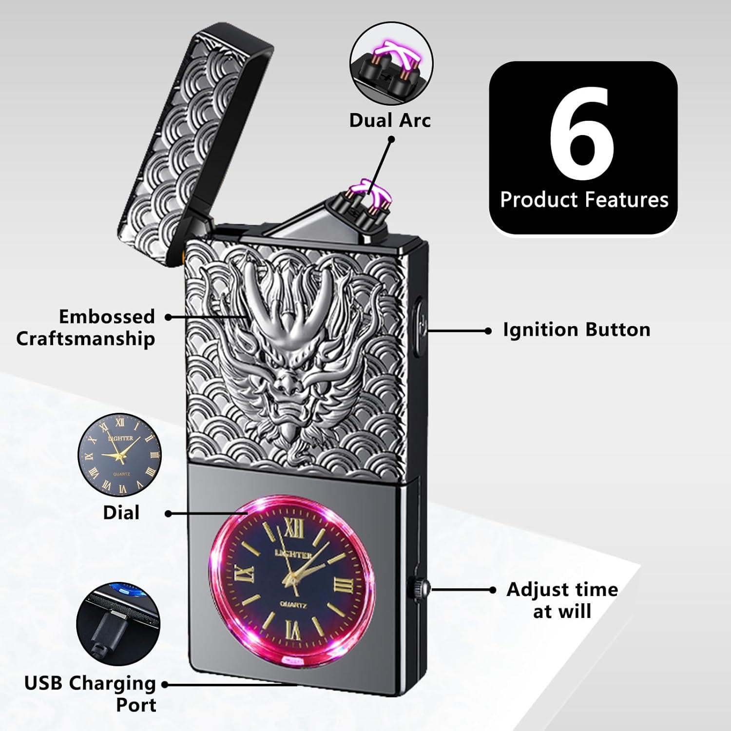 Encendedor Eléctrico Recargable USB COMANYI Dragón Negro