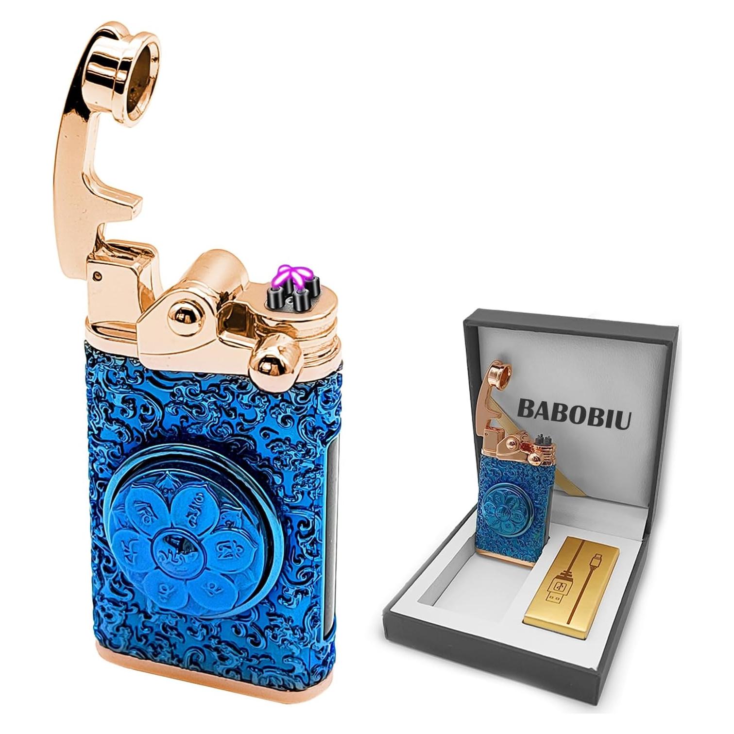 Encendedor Eléctrico BABOBIU Metálico Vintage Doble Plasma Negro