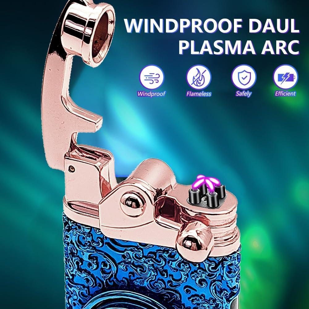 Encendedor Eléctrico BABOBIU Metálico Vintage Doble Plasma Negro