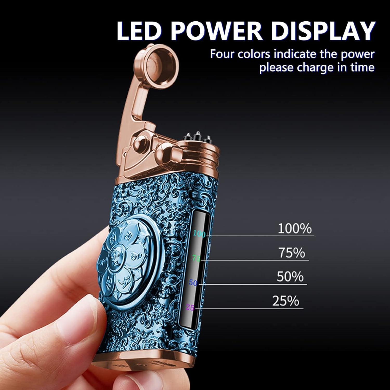 Encendedor Eléctrico BABOBIU Metálico Vintage Doble Plasma Negro