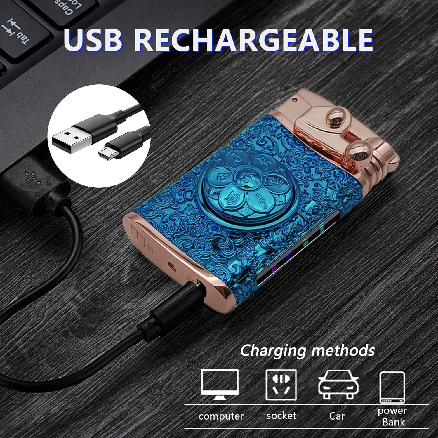 Encendedor Eléctrico BABOBIU Metálico Vintage Doble Plasma Negro