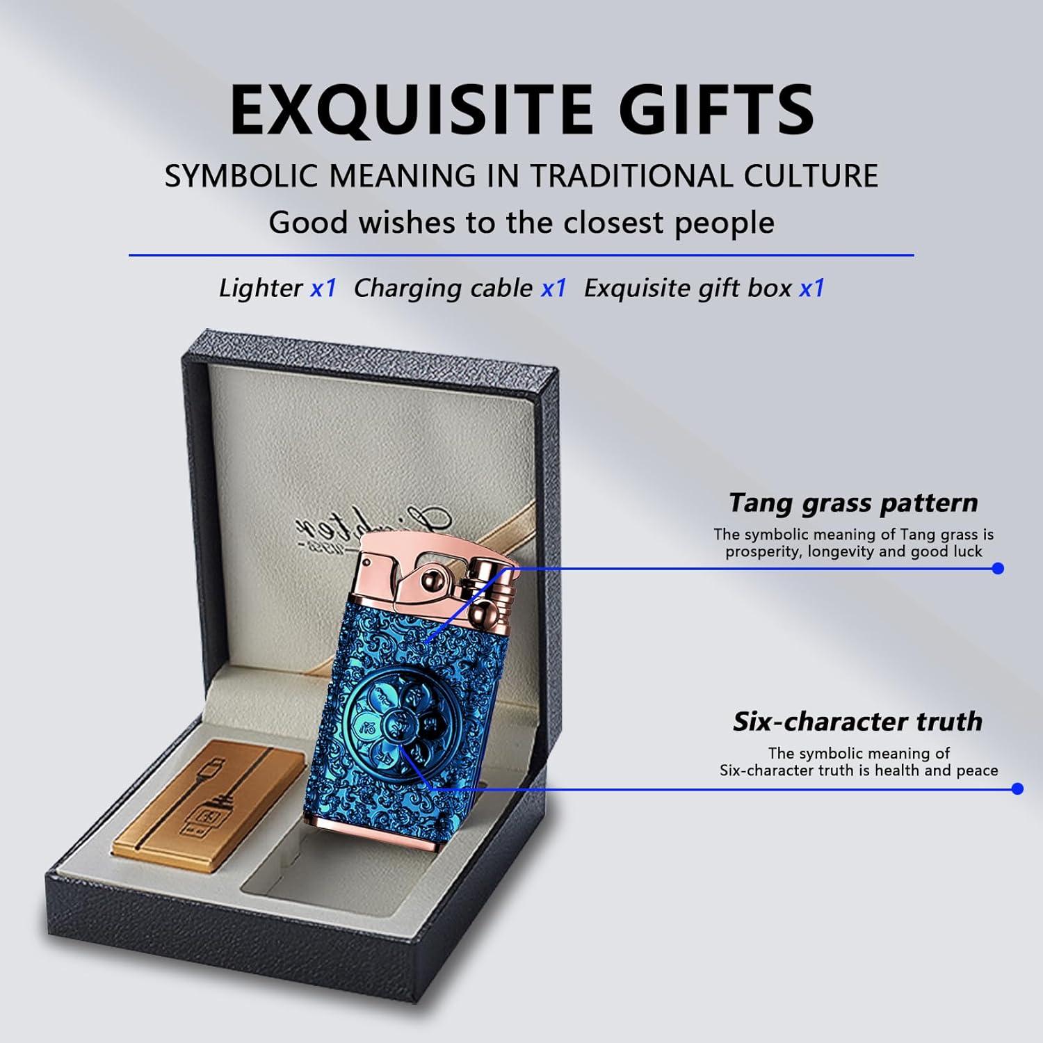 Encendedor Eléctrico BABOBIU Metálico Vintage Doble Plasma Negro