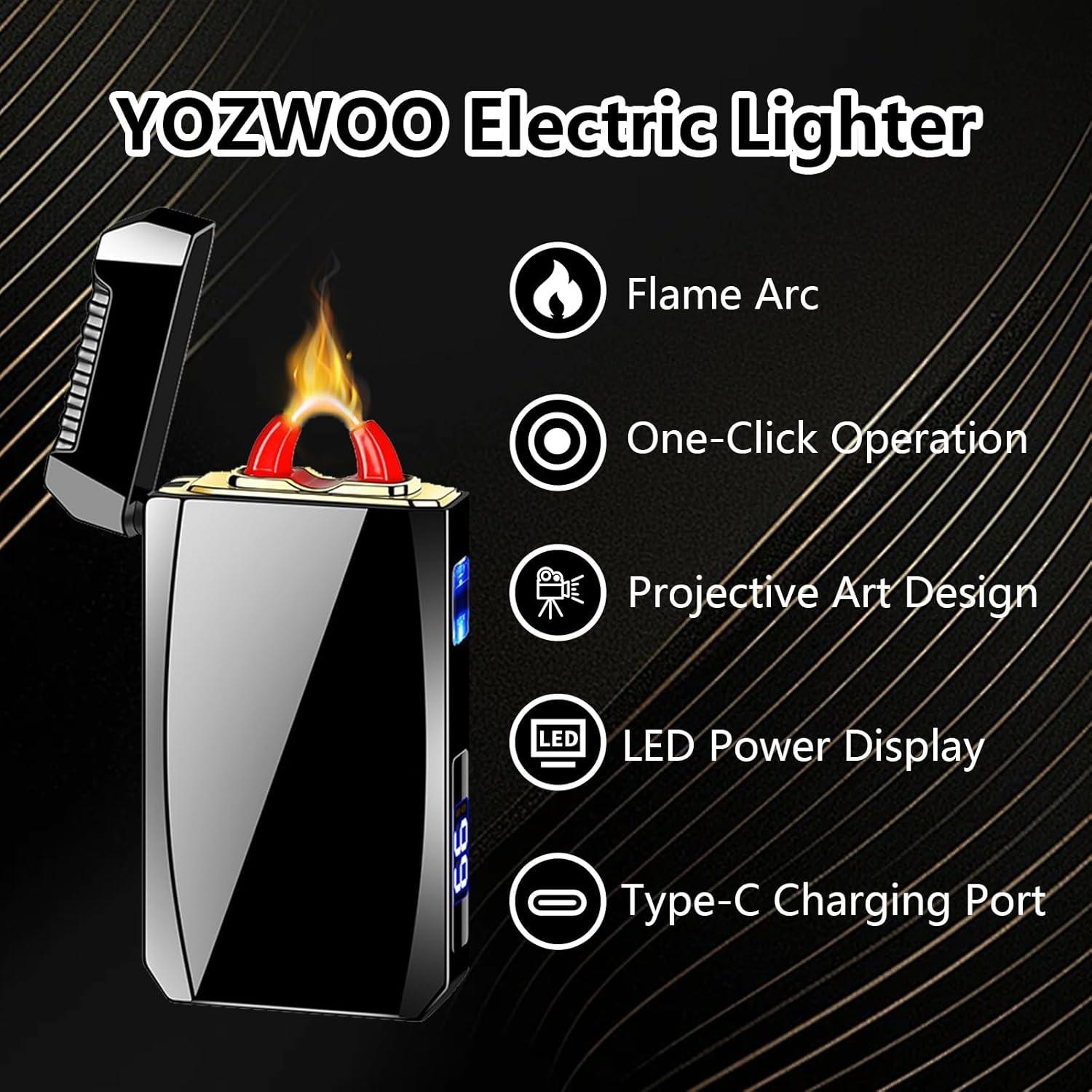 Encendedor Eléctrico Recargable YOZWOO USB C Doble Arco Plasma