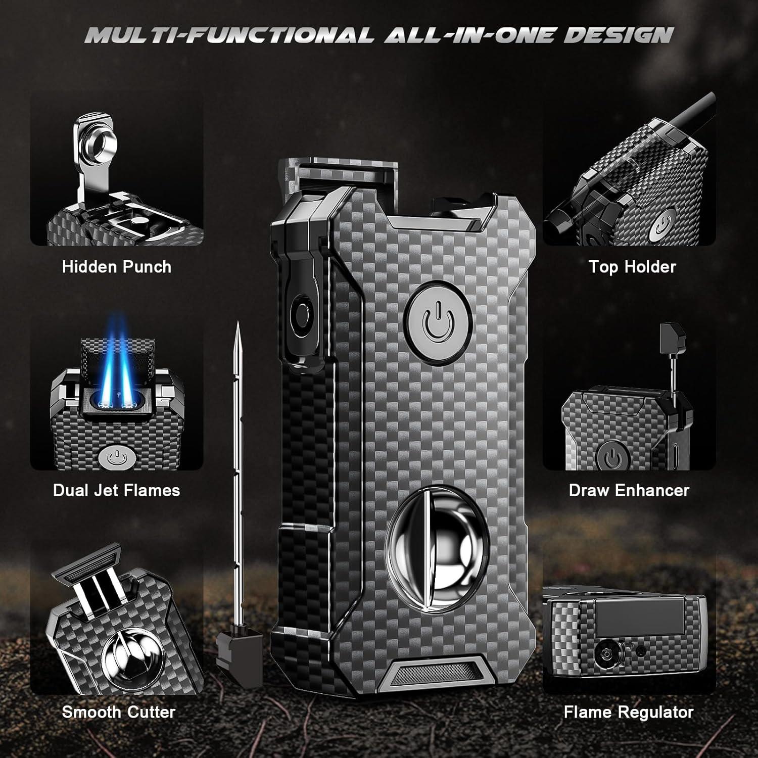 Encendedor 5-en-1 Moniup de Butano con Cortador y Soporte