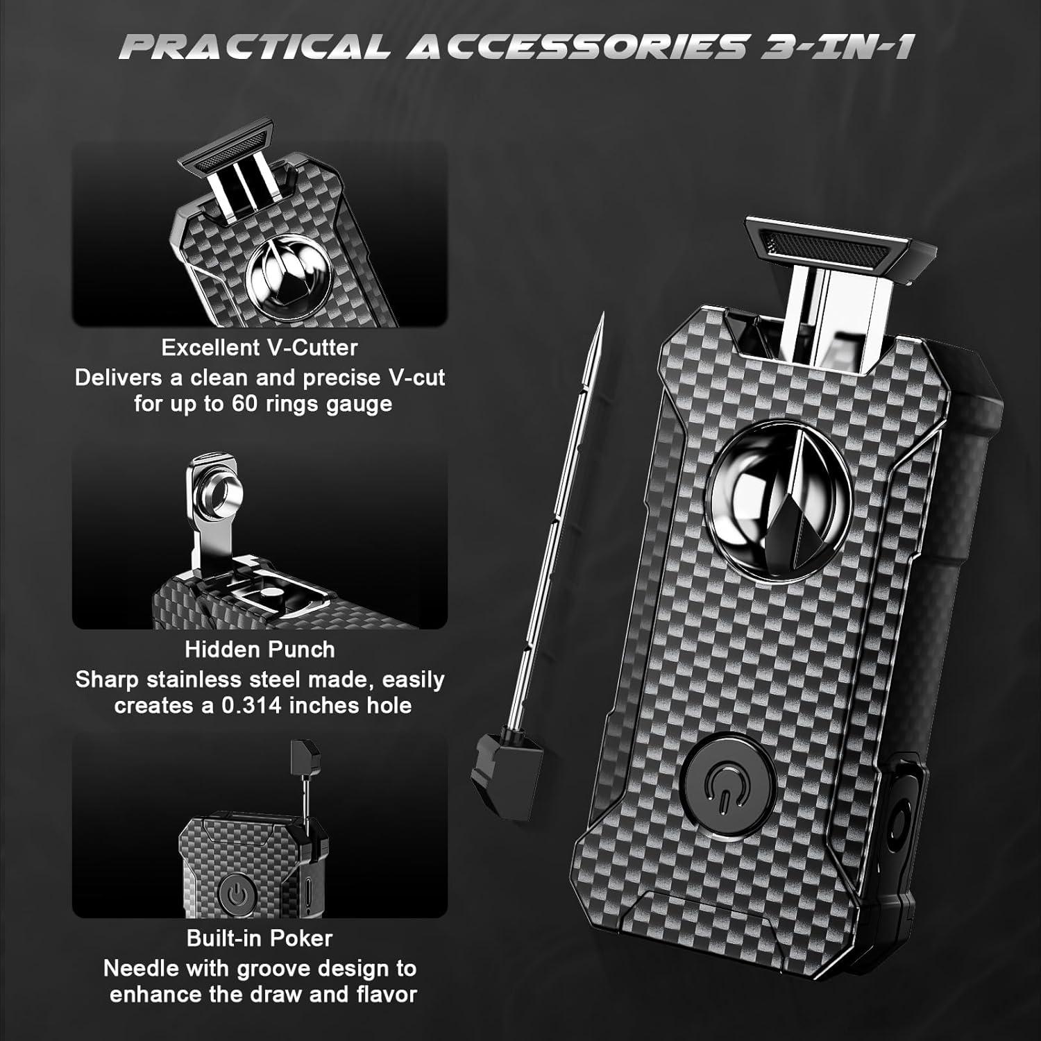 Encendedor 5-en-1 Moniup de Butano con Cortador y Soporte