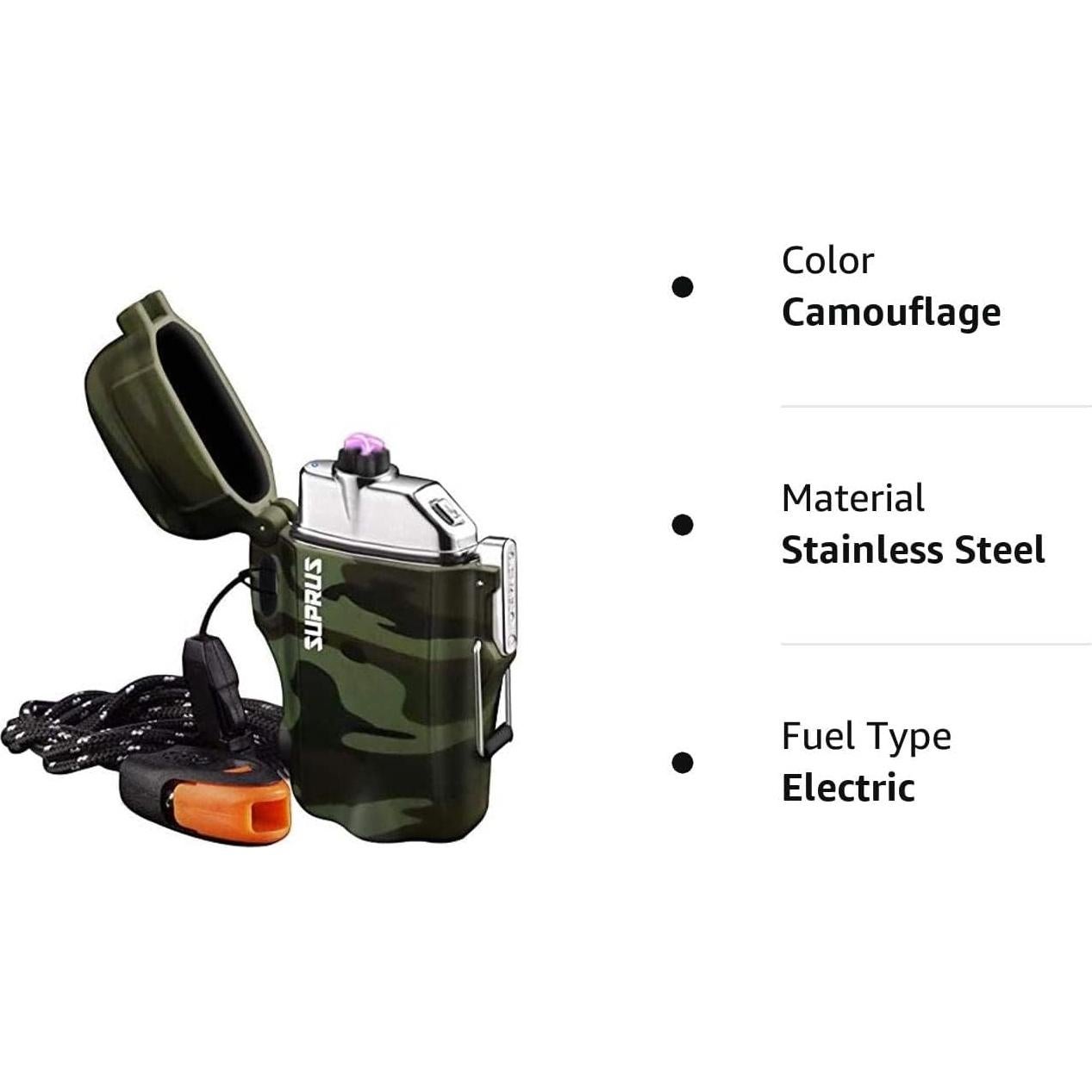 Encendedor Eléctrico SUPRUS a Prueba de Agua y Viento Camuflaje